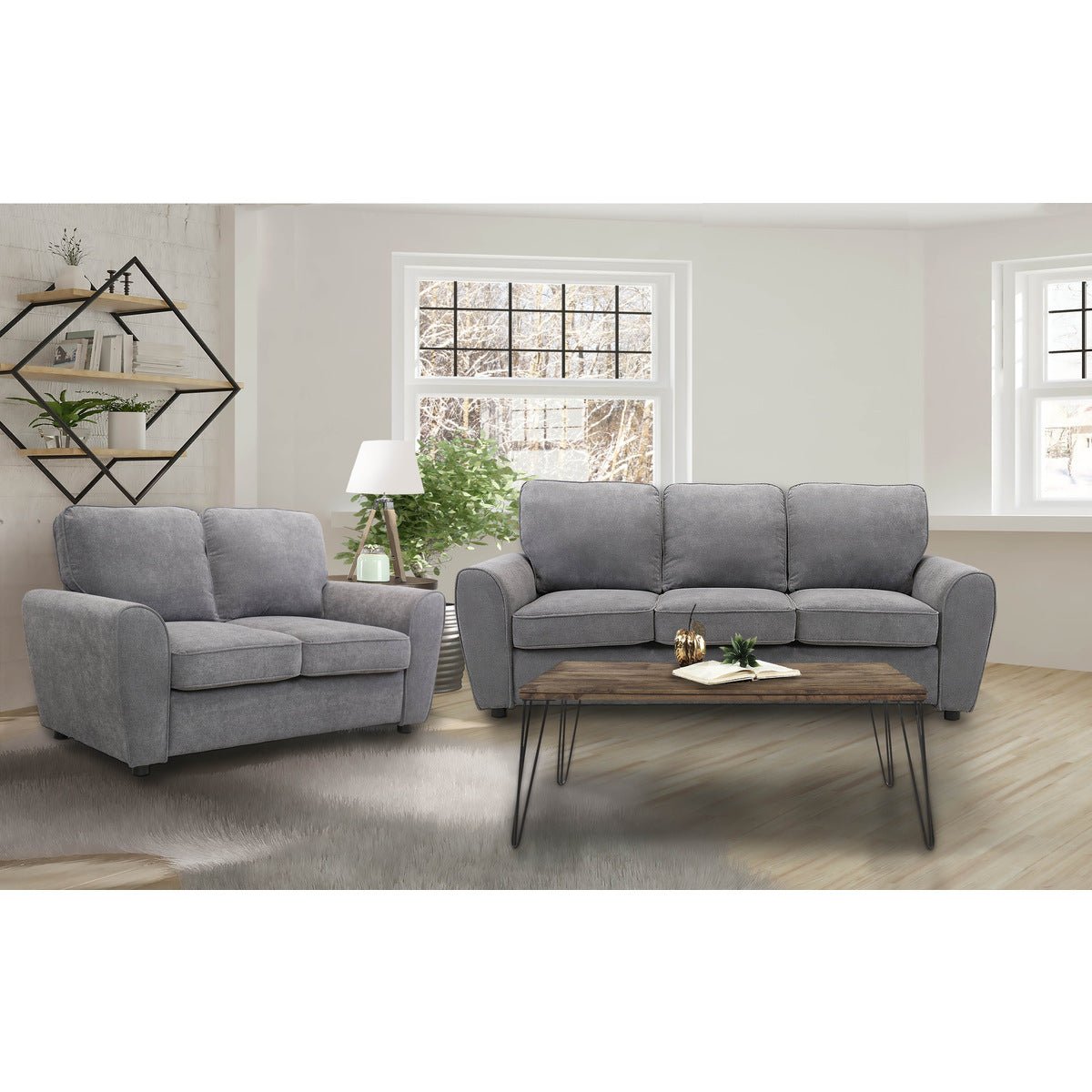 Bethany Collection Grey Fabric Sofa - Modern Living Room Couch for Comfortable Seating & Stylish Home Decor
