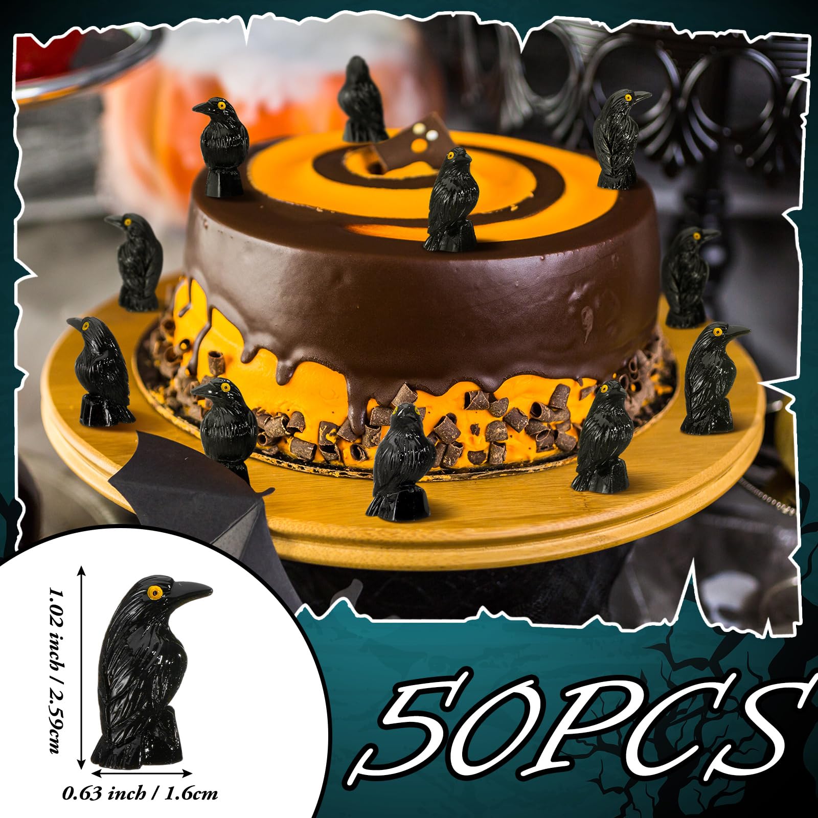 50 Pcs Miniature Crows Figurines - Small Resin Raven Decor for Halloween, Gothic, Witchcraft & Dark Aesthetic - Perfect for DIY Crafts, Tabletop Scenes, Party Decorations & Home Decoration