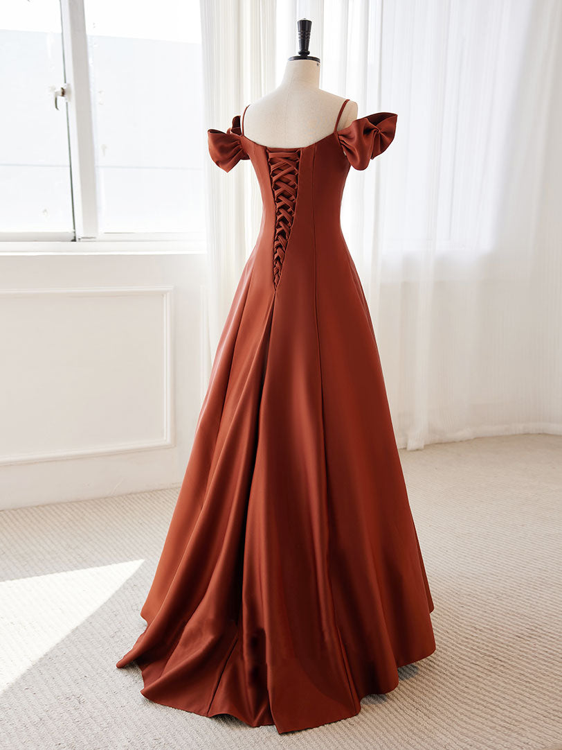 Elegant A-Line Satin Orange Long Prom Dress for Women - Formal Evening Gown for Homecoming, Wedding, and Special Occasions