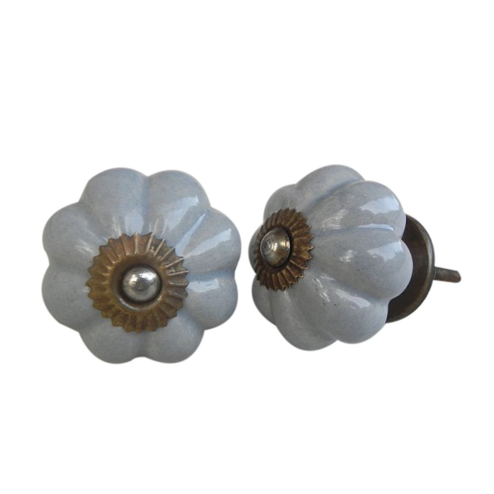 Luxury Ceramic Pumpkin Drawer Knobs - 12pcs Grey for Kitchen Cabinets & Dressers