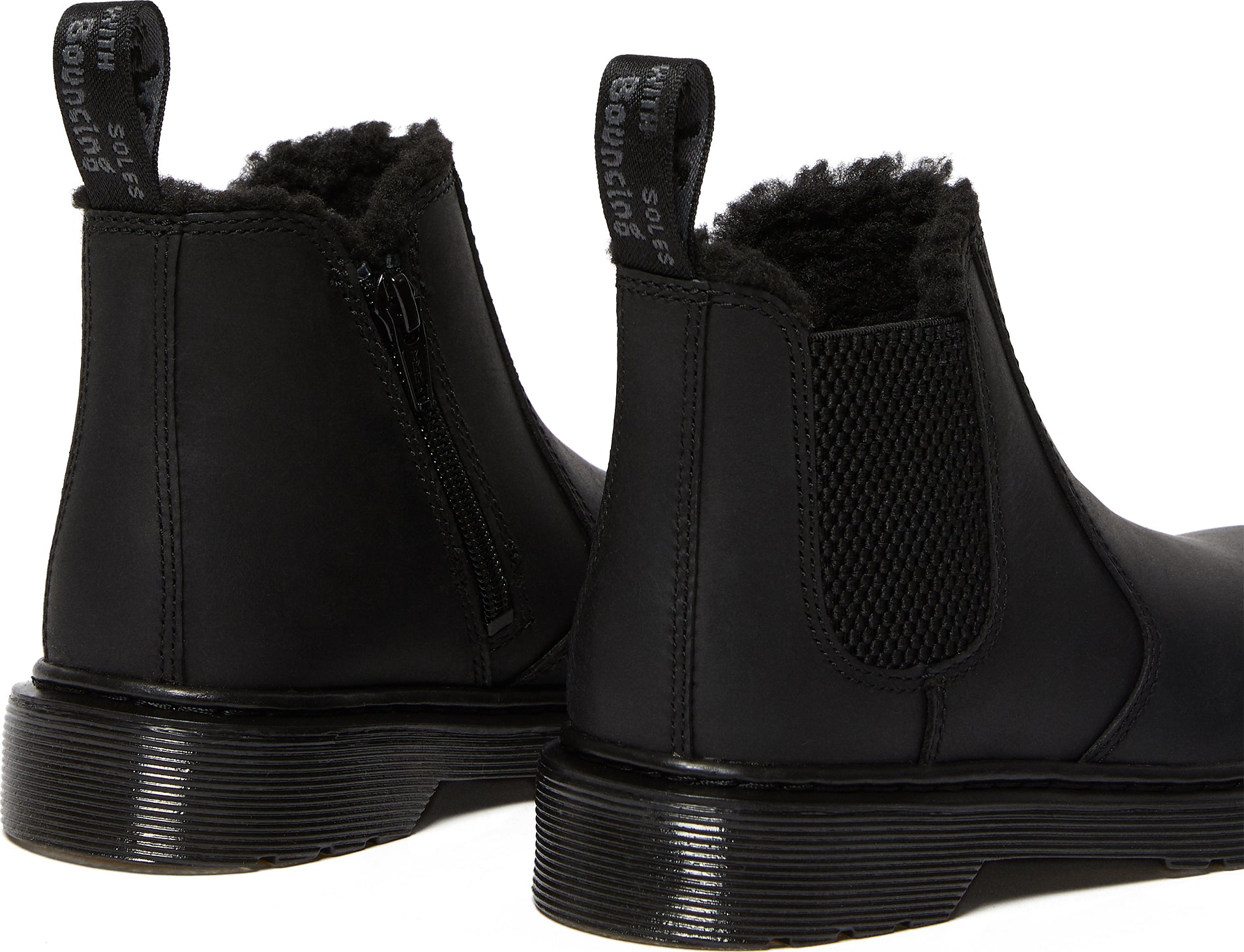 2976 Faux Fur Lined Leather Chelsea Boots for Kids - Warm Winter Ankle Boots with Synthetic Fur - Perfect for School, Outdoor Play & Cold Weather