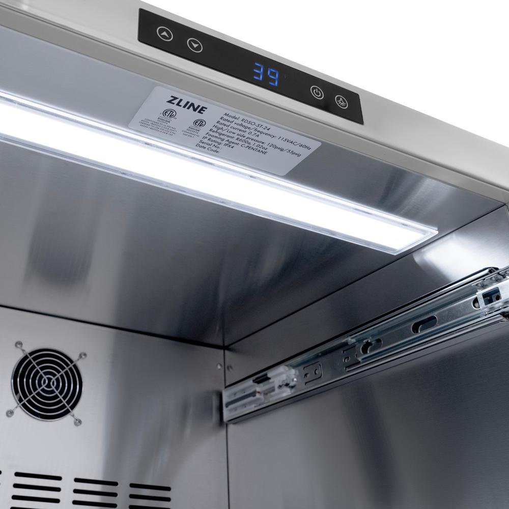 ZLINE Autograph Edition 24 Inch Stainless Steel Outdoor Refrigerator Drawer - Dual Zone 168 Can Capacity with Polished Gold Handles (RDSOZ ST 24 G) - Perfect for Outdoor Kitchens, Patios, and Entertaining Areas
