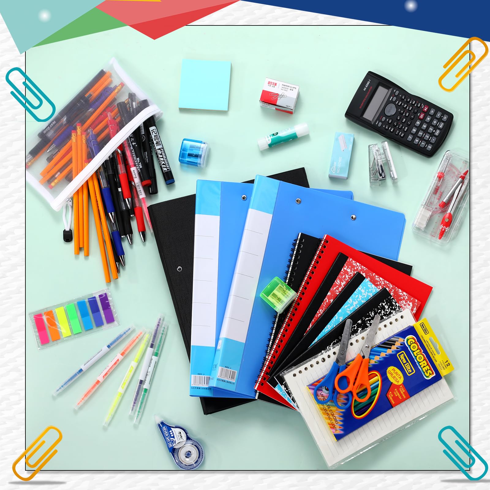 80-Piece Complete School Supply Kit with Backpack - Bulk School Essentials for Elementary, Middle & High School Students - Includes Folders, Notebooks, Pencils & More (Black) - Perfect for Back to School, Classroom Organization & Homework Supplies