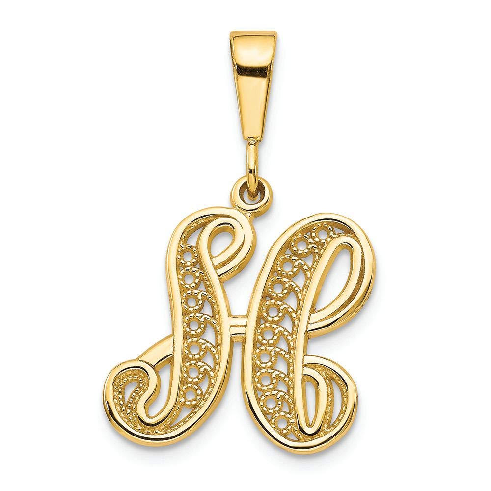 FJC Finejewelers 14k Yellow Gold Initial H Charm Pendant Necklace - Personalized Jewelry Gift for Women, Birthday, Anniversary & Everyday Wear