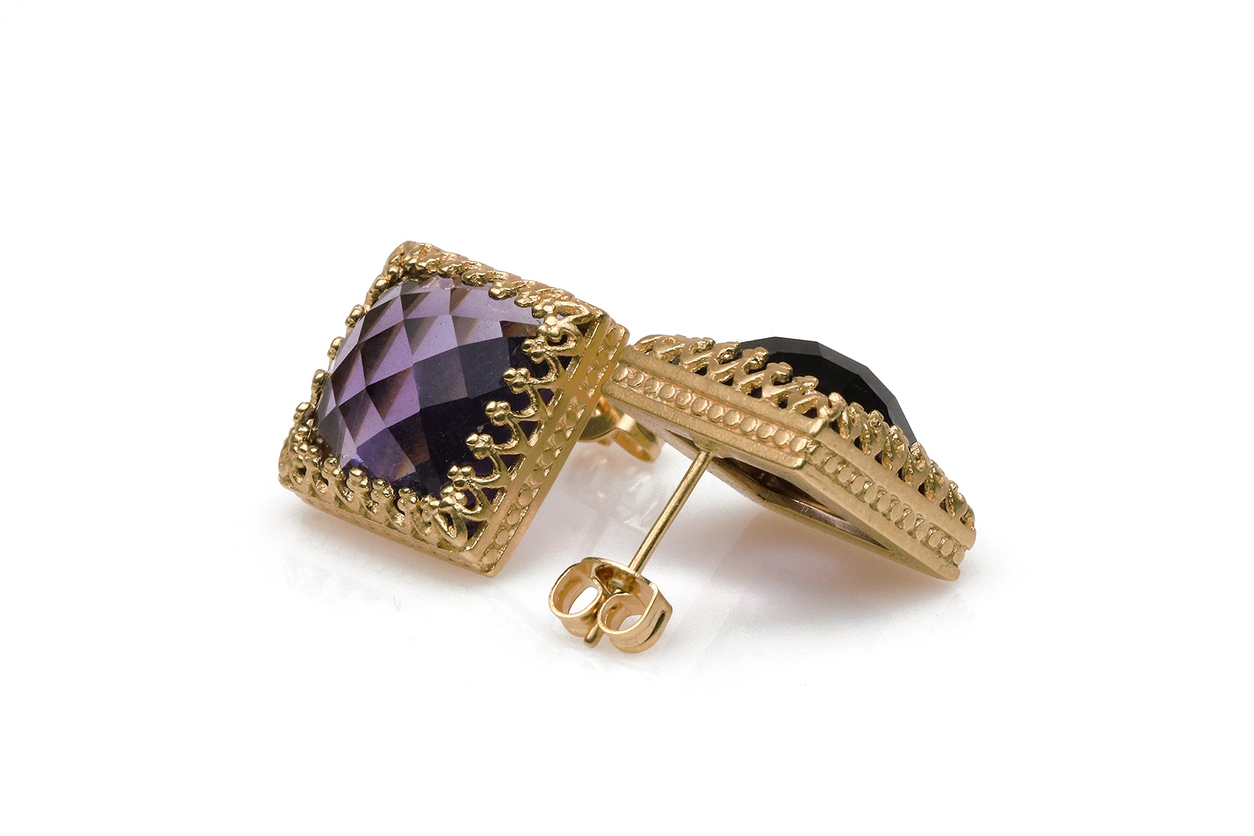 925 Sterling Silver Amethyst Stud Earrings for Women - Elegant Anemone Jewelry for Birthday, Anniversary & Bridal Shower Gifts - Perfect for Everyday Wear, Date Nights & Special Occasions - Comes with Gift Box