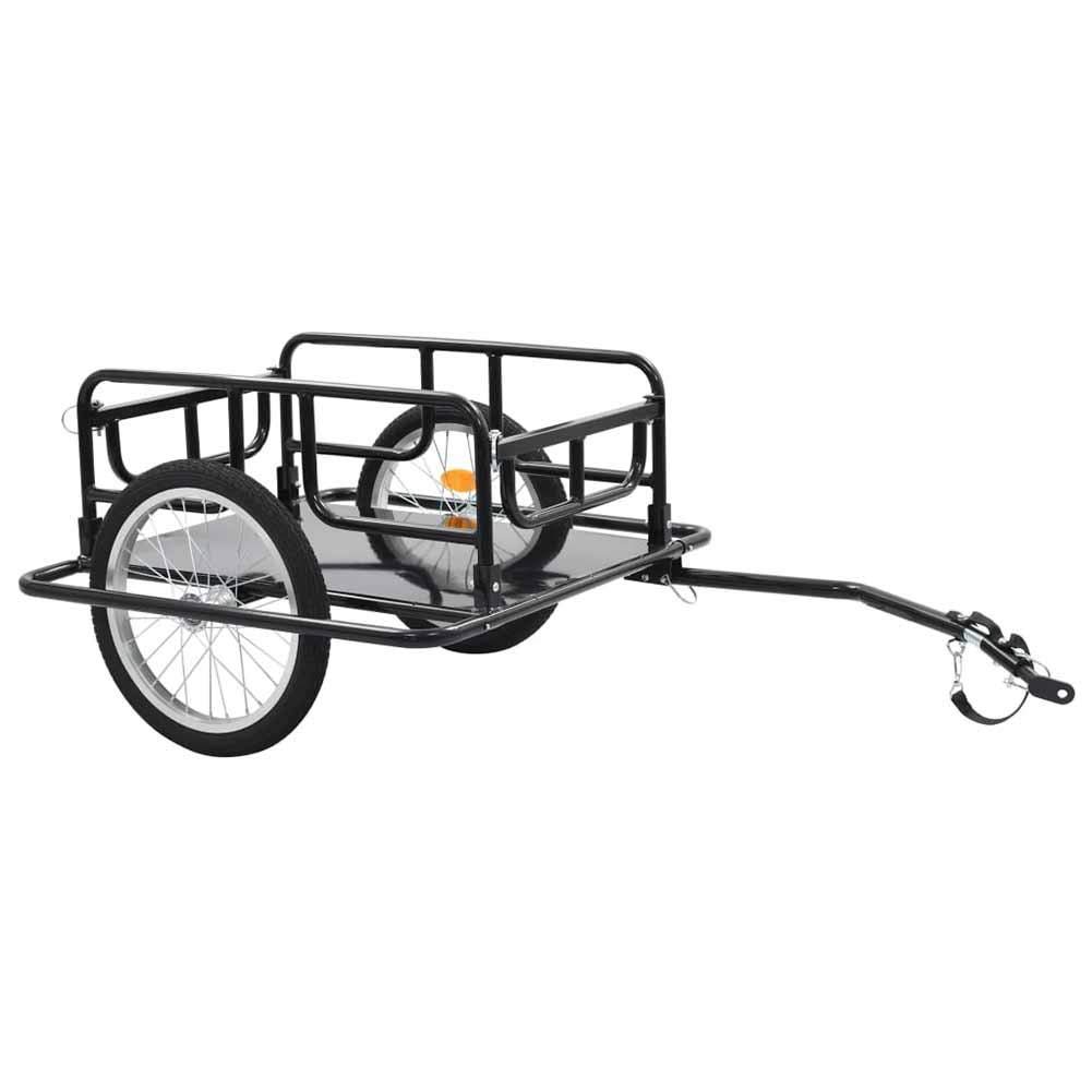 Black Steel Frame Foldable Bike Trailer - 50kg Heavy Duty Cargo Carrier for Bicycles | Perfect for Groceries, Camping Gear & Kids Stroller Wagon