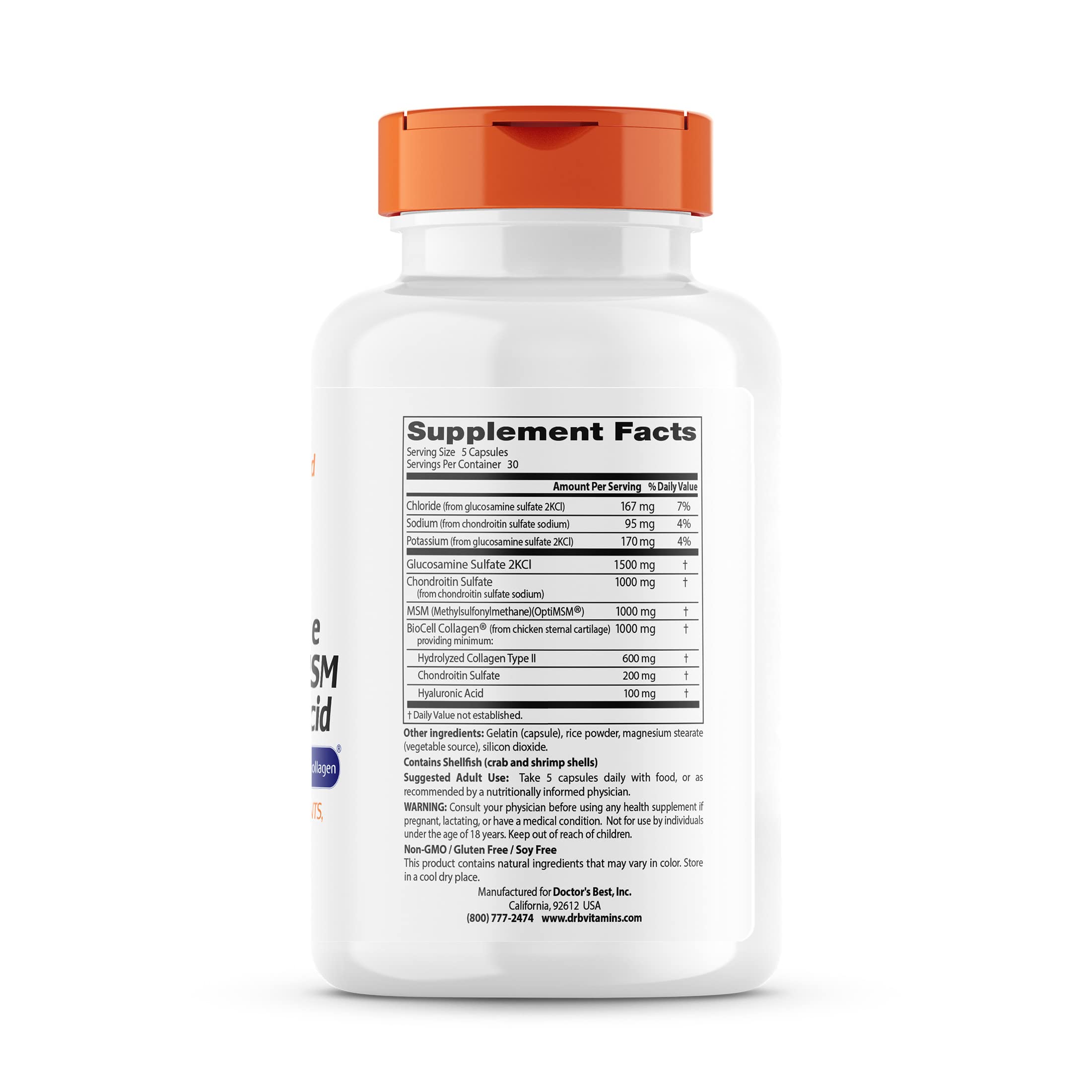 Doctor's Best Glucosamine Chondroitin MSM with Hyaluronic Acid & Biocell Collagen - 150 Capsules for Joint Support, Mobility & Comfort | Non-GMO, Gluten & Soy Free | Ideal for Active Lifestyles, Sports Recovery & Arthritis Relief