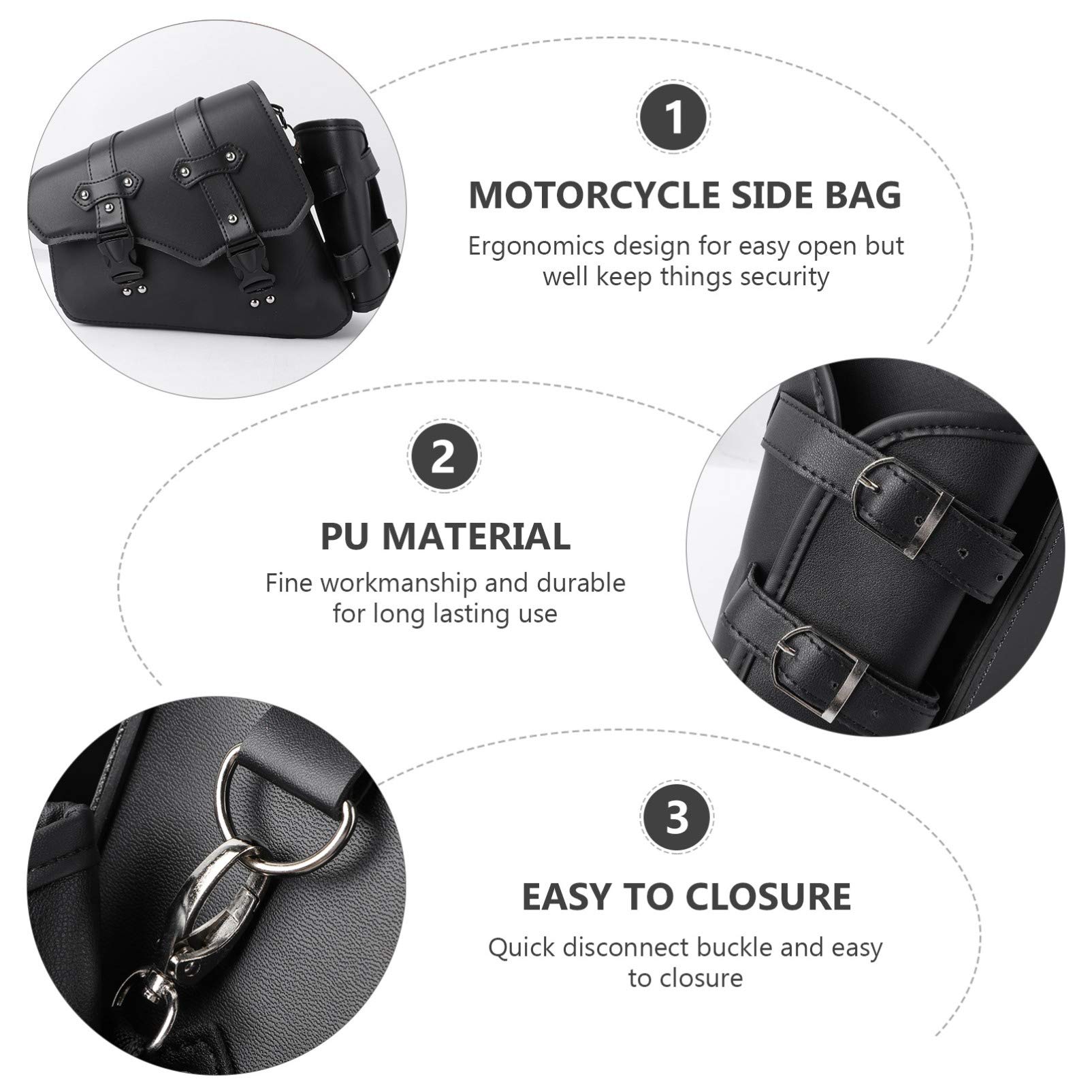 VOSAREA Motorcycle Side Hanging Tool Bag with Water Bottle Holder - Left Side Mount for Bikes & Motorcycles - Perfect for Commuting, Road Trips & Outdoor Adventures
