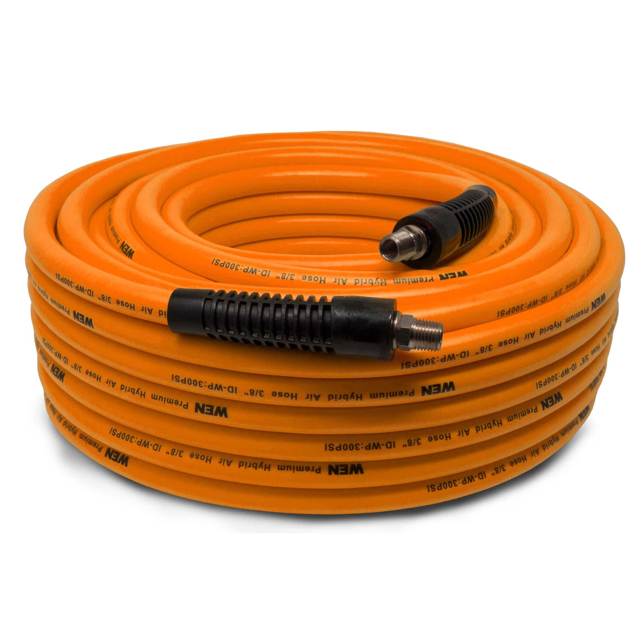 WEN AH3800 100ft 3/8 Inch 300 PSI Hybrid Polymer Air Hose - Heavy Duty Pneumatic Hose for Air Compressors, Nail Guns, and Power Tools