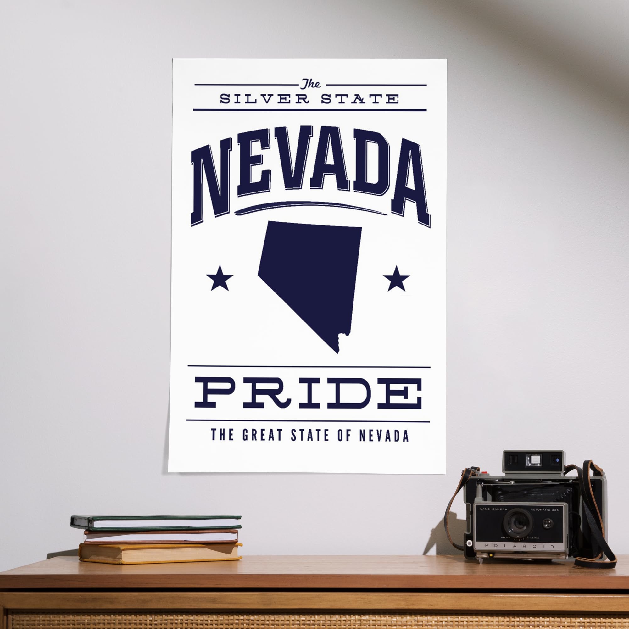 Lantern Press 16x24 Inch Premium Giclee Art Print - Nevada State Pride Wall Decor in Classic Blue & White | Perfect for Home, Office & Gift Giving