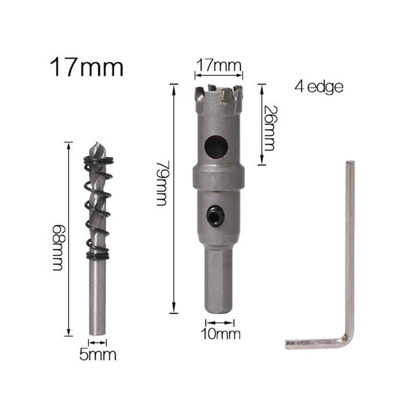 17mm Carbide Hole Saw Cutter for Stainless Steel, Metal & Aluminum - Perfect for Metalworking & DIY Projects