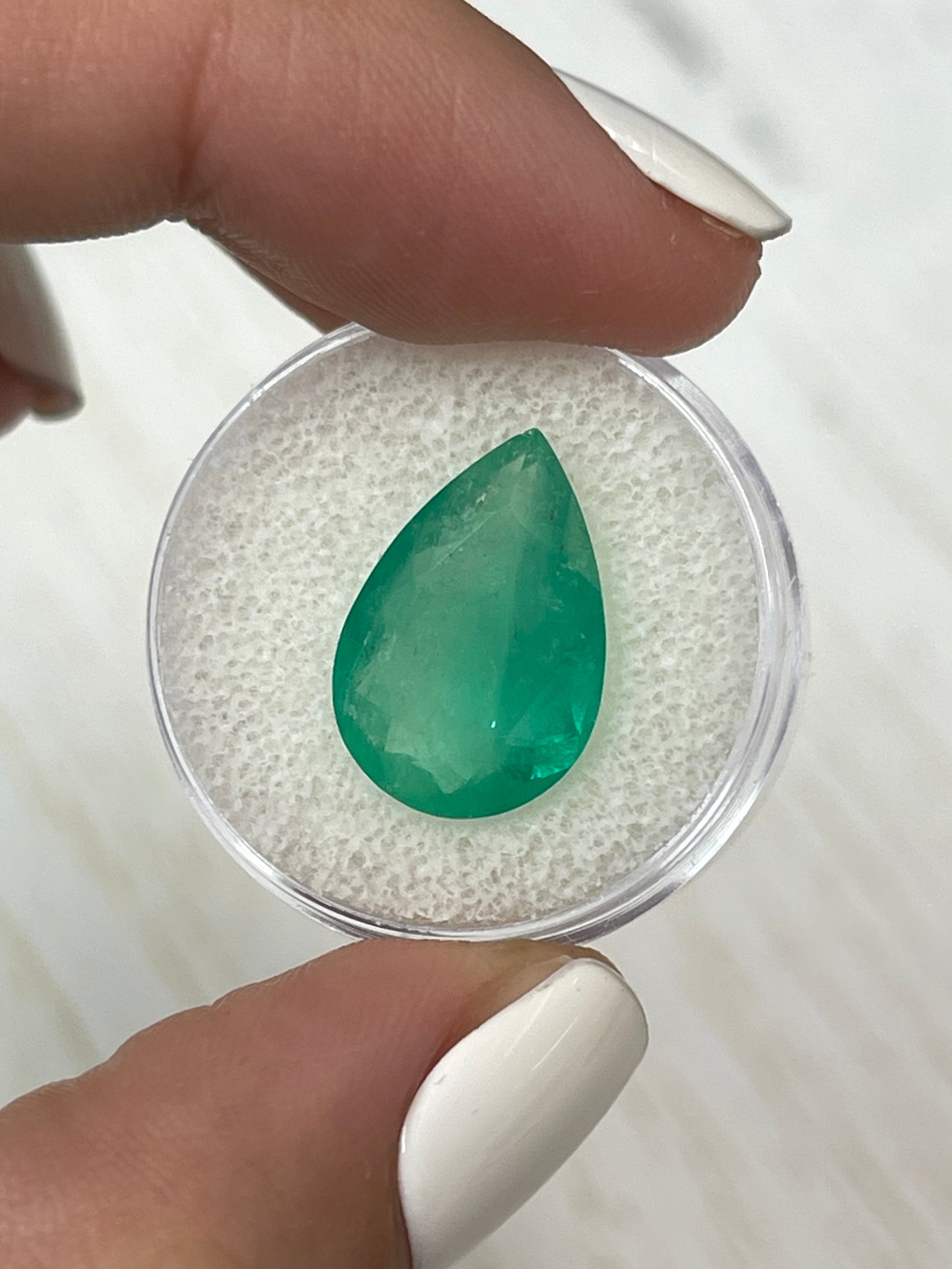7.36 Carat 17x12mm Bi-Color Green Natural Loose Colombian Emerald Pear Cut Gemstone for Jewelry Making & Engagement Rings