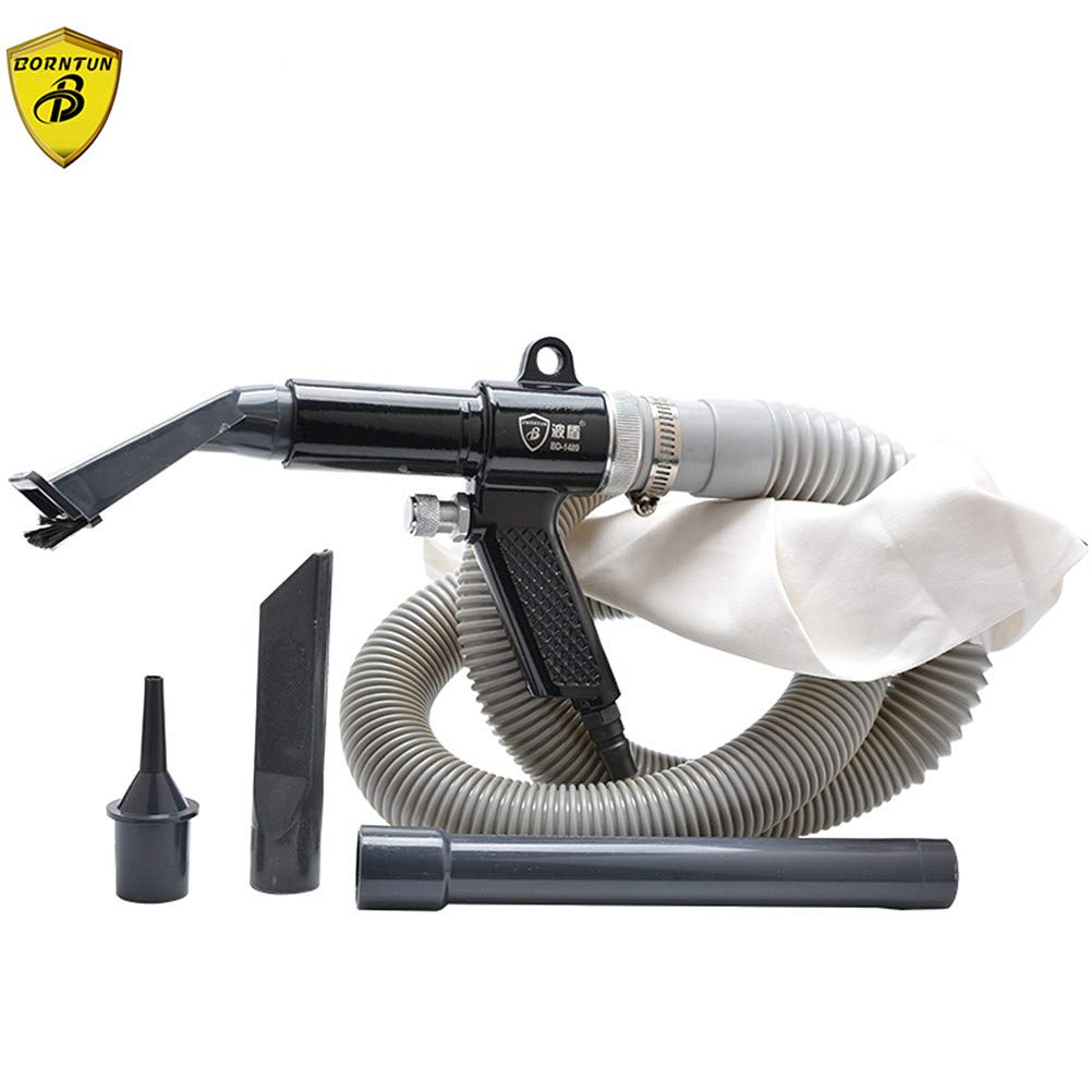 2-in-1 Air Suction Vacuum Blow Gun Kit with 1/4 Inch Nozzle - Professional Auto Detailing & Workshop Cleaning Tool (Black) - Perfect for Dust Removal, Car Detailing, and Industrial Maintenance
