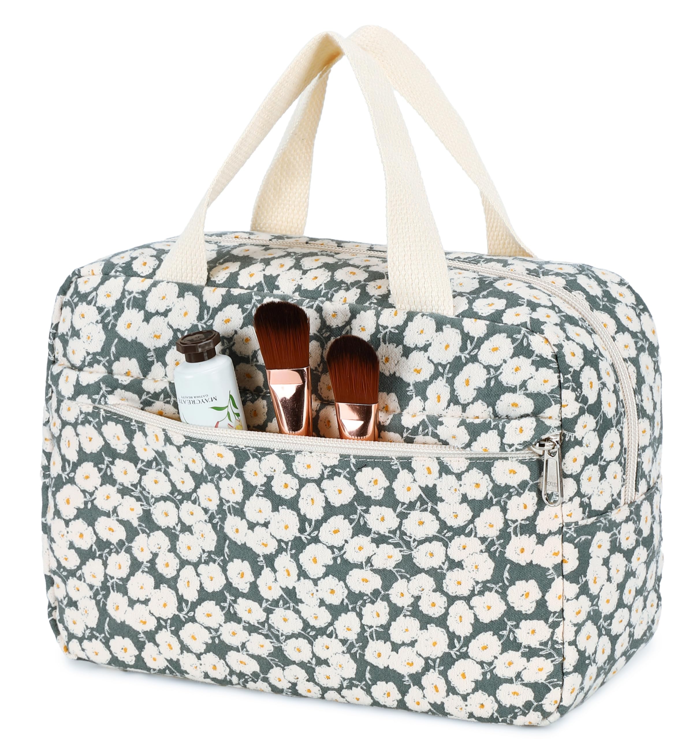 Cute Corduroy Makeup Bag for Women & Girls - Large Travel Cosmetic Organizer with Zipper, Toiletry Pouch & Purse | Perfect for Travel, Gym, and Daily Essentials Storage