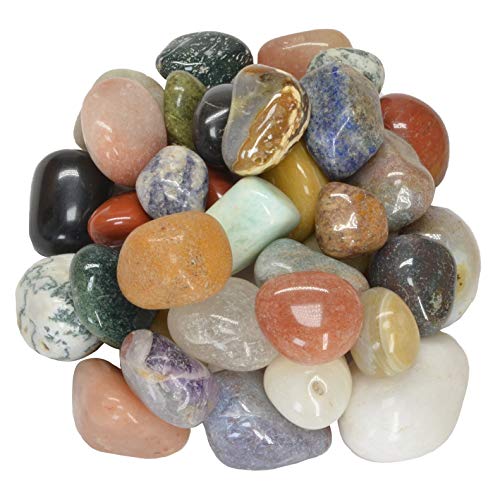2 Pounds Rare Indian Tumbled Polished Natural Gemstones - Hypnotic Gems Assorted Mix (0.75