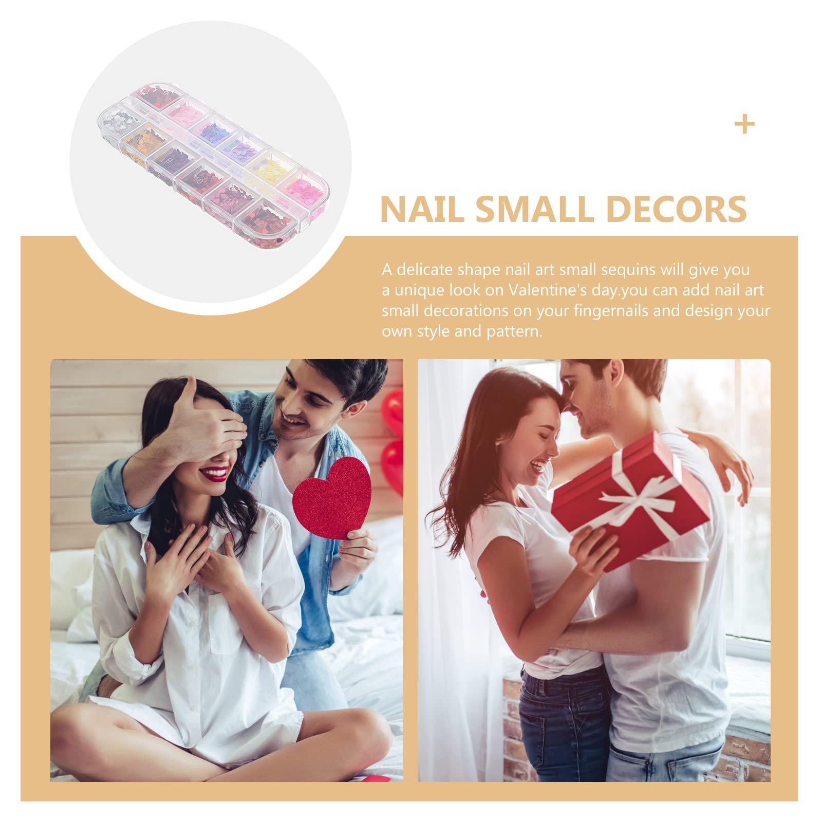 FOMIYES 2 Pack Valentine's Day Nail Sequins - Heart Shaped Glitter Nail Art Decorations for DIY Manicure, Perfect for Valentine's Gifts, Nail Salon & Party Nail Designs
