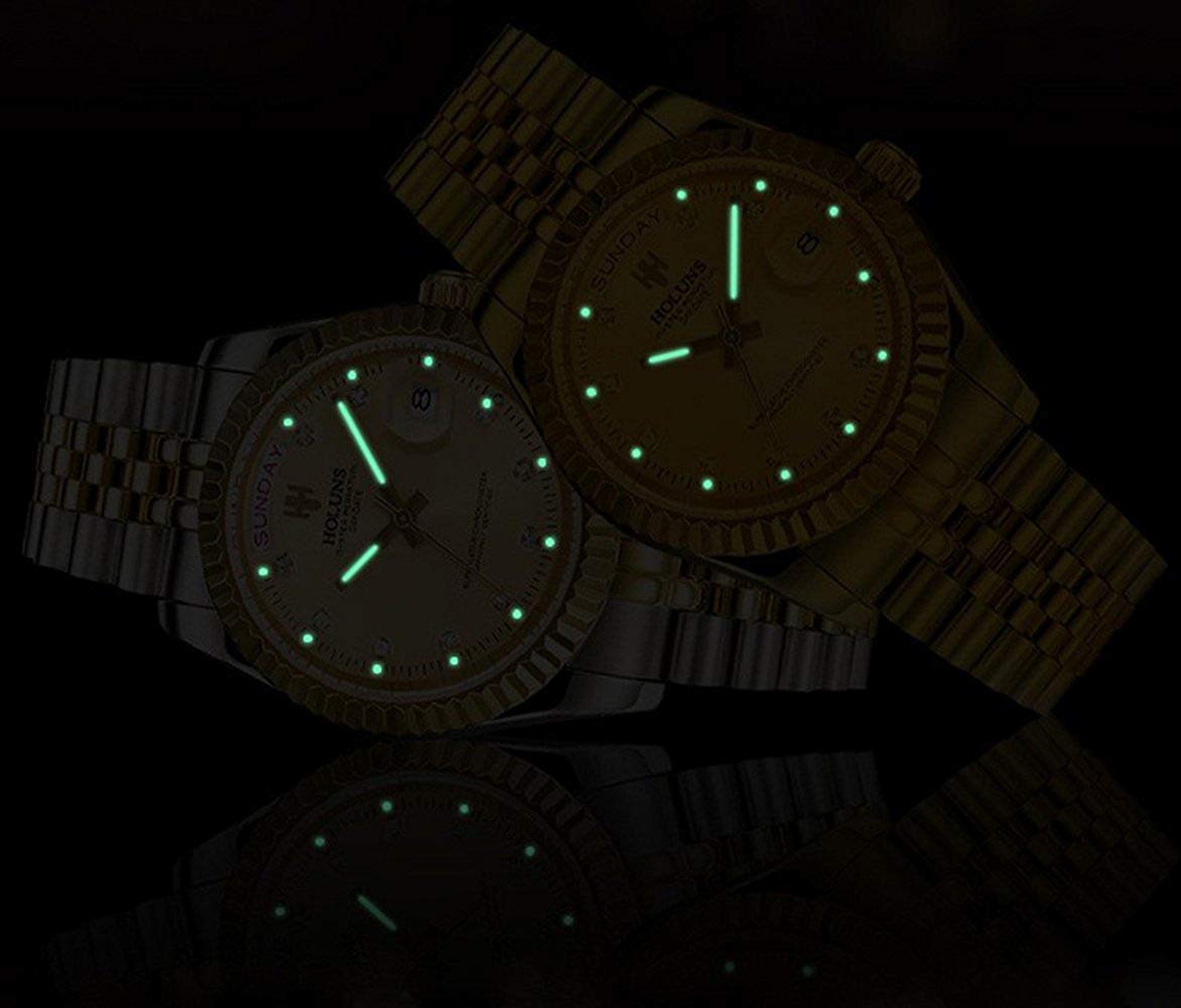 Gosasa Men's Gold Stainless Steel Automatic Mechanical Self-Winding Watch - Luxury Dress Wristwatch for Business, Formal Events & Gifts