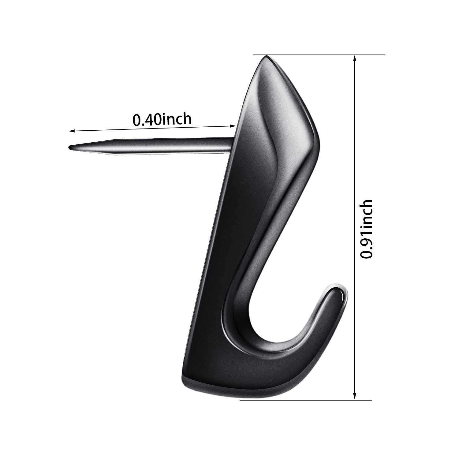 15-Piece 20LB Heavy Duty Metal Push Pin Hooks - Picture Hanging Nails for Walls, Fabric & Wood - Black Wall Hangers for Home & Office Organization (Perfect for Hanging Photos, Artwork, Calendars & Light Decor)