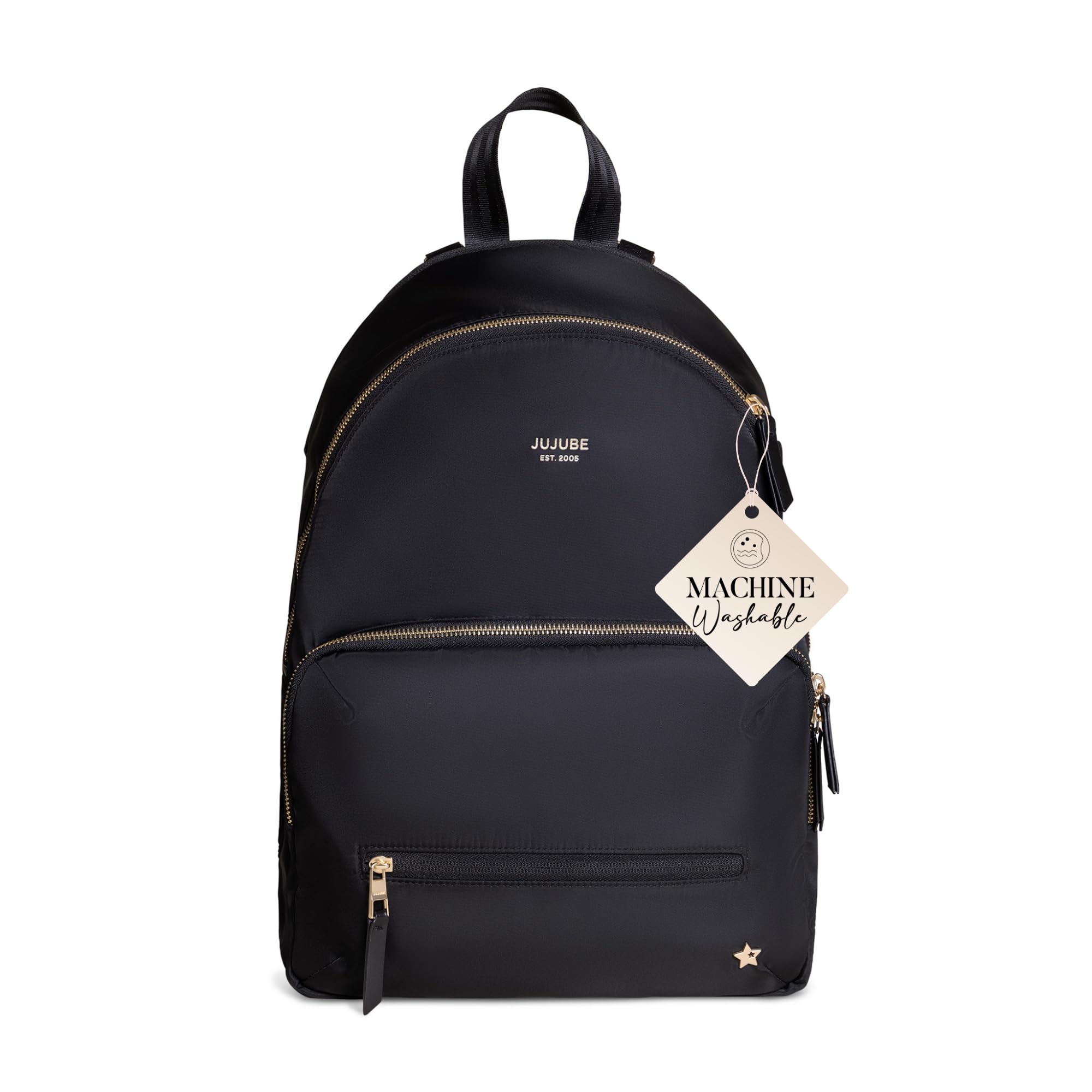 JuJuBe Everyday Diaper Backpack for Moms - Large Baby Travel Backpack with Changing Pad & Stroller Straps | Perfect for Carrying Bottles, Wipes, Diapers & Pacifiers | Ideal for Daycare, Travel & On-the-Go Parents (Black)