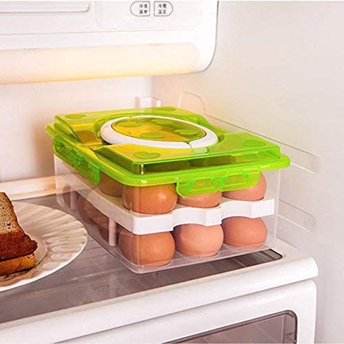 PURAM 32 Grid Plastic Egg Storage Container - Refrigerator Organizer for Eggs, Vegetables & Food - Perfect for Kitchen Organization & Fridge Storage