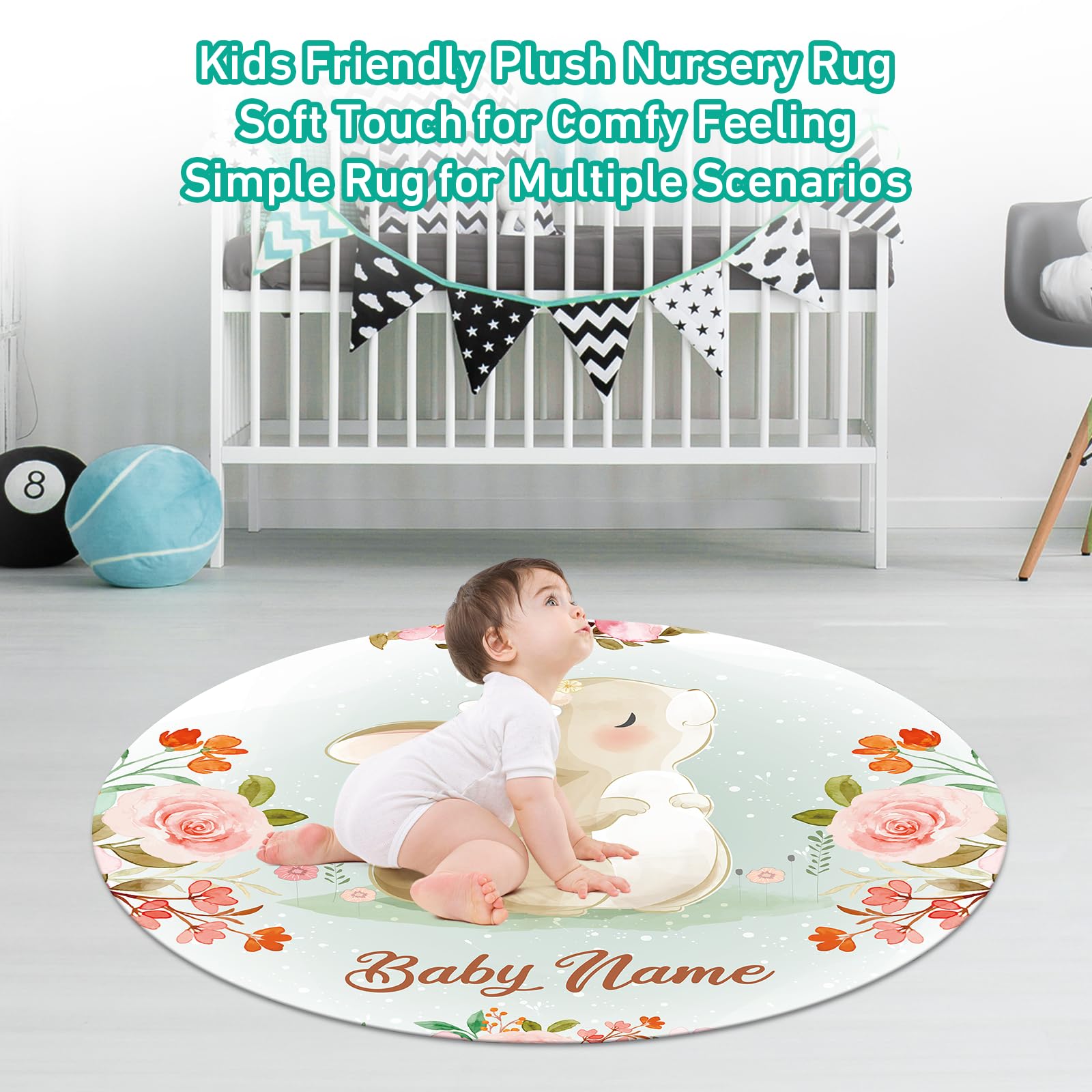 Custom Personalized 5-Piece Rabbit Theme Nursery Crib Bedding Set for Baby Boys & Girls - Soft Double Layer Blanket & Comfortable Crib Sheets | Perfect for Newborn Gifts & Nursery Decor