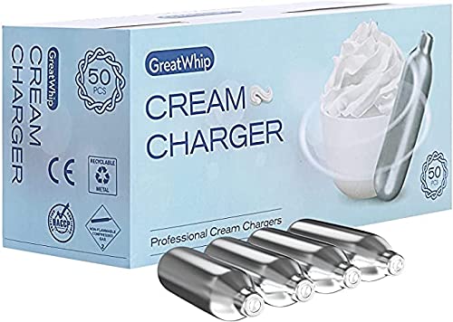 Premium Whipped Cream Chargers - 300 Count (Great Whip Brand) for Professional Baking, Dessert Decorating & Coffee Toppings