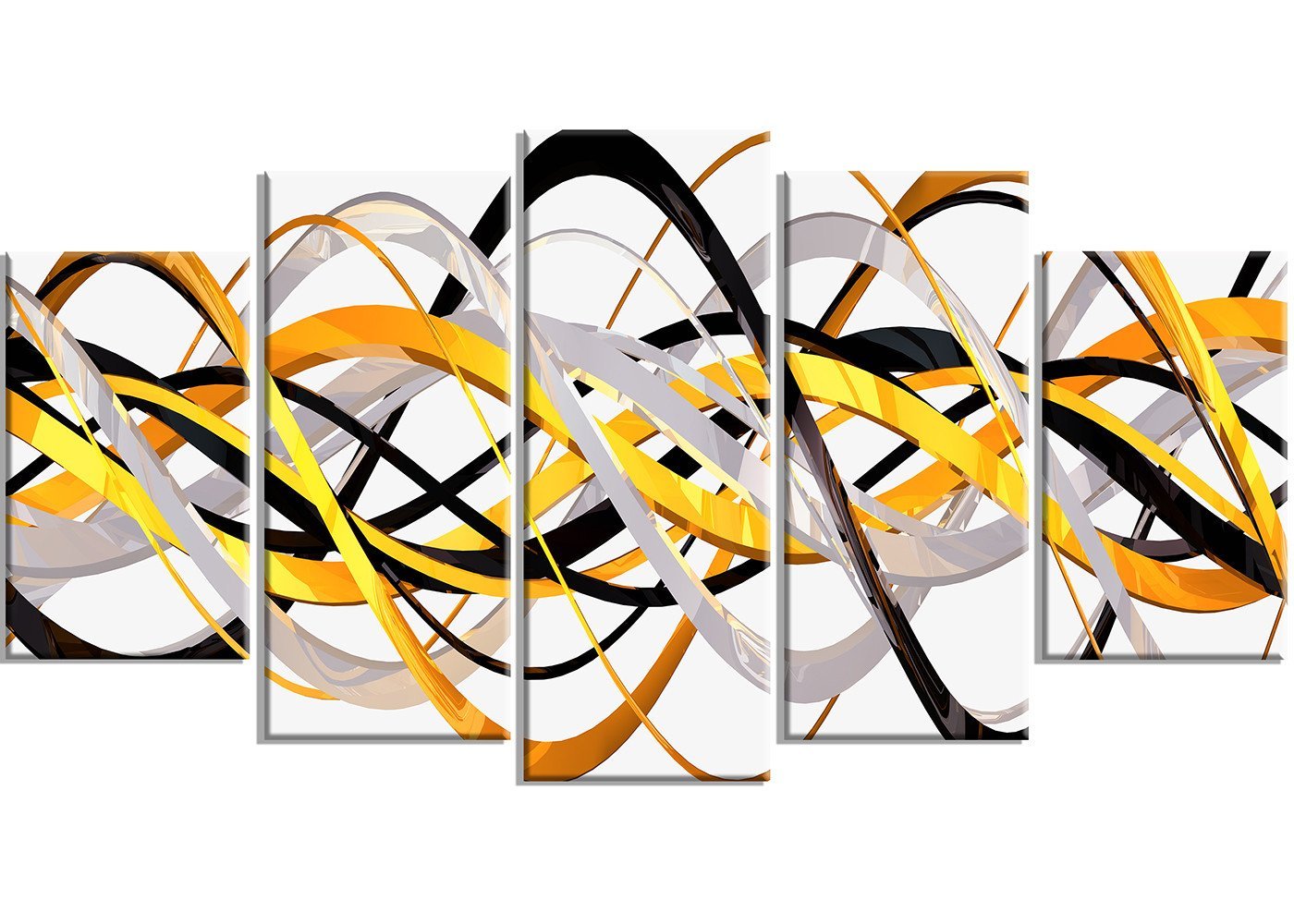 Designart Gold and Silver Helix Metal Wall Art - Modern 5-Panel Abstract Sculpture for Living Room, Bedroom, or Office Decor - 60x32 Inches - MT3043