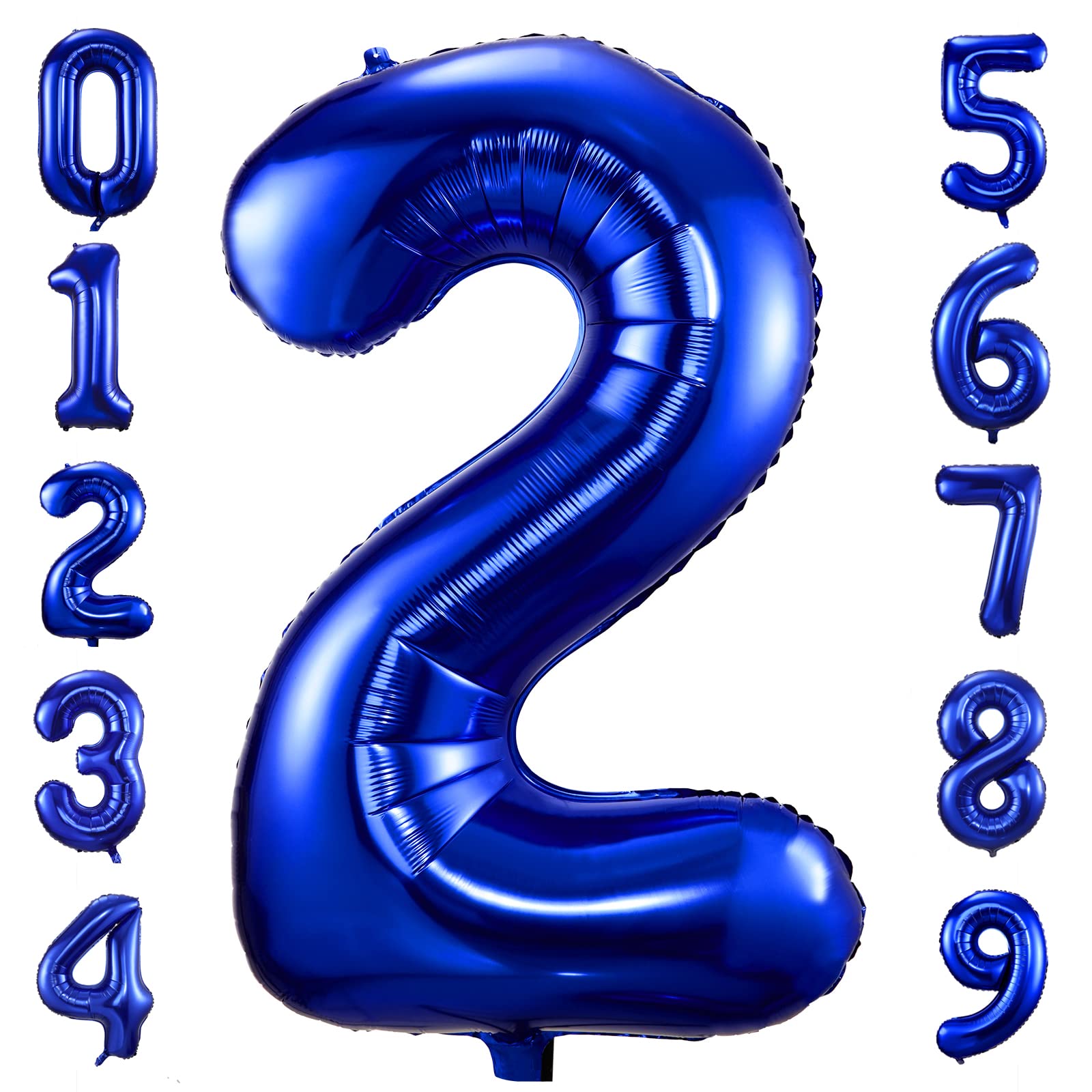 40 Inch Navy Blue Number 2 Balloons - Large Foil Mylar Birthday Balloons for Party Decorations, Graduation, Baby Shower & Anniversary Celebrations - Perfect for Balloon Arches, Photo Backdrops and Centerpieces