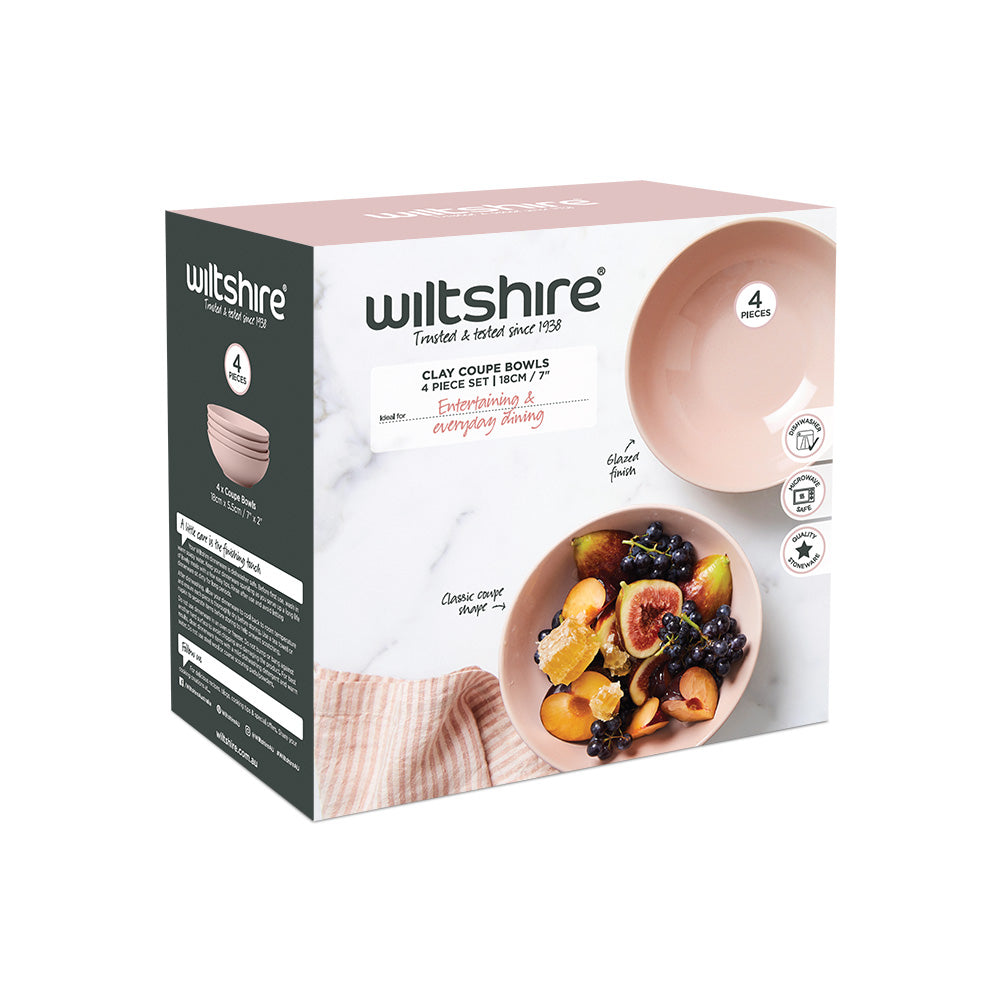 Premium Clay Coupe Bowls Set of 4 - 7
