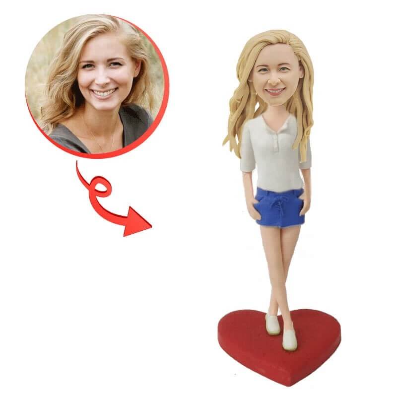 Custom Personalized Women's Short Skirt Bobblehead - Fun Desk Decor for Office, Home & Gifts
