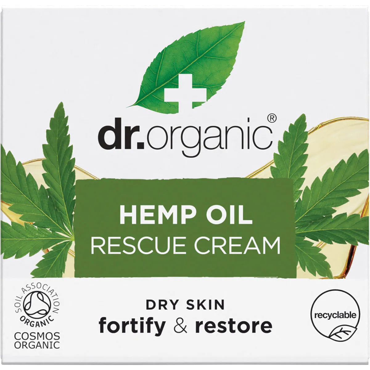 Dr Organic Rescue Cream with Organic Hemp Oil - Soothing Moisturizer for Dry, Irritated Skin - Perfect for Eczema, Psoriasis & Daily Skincare Routine