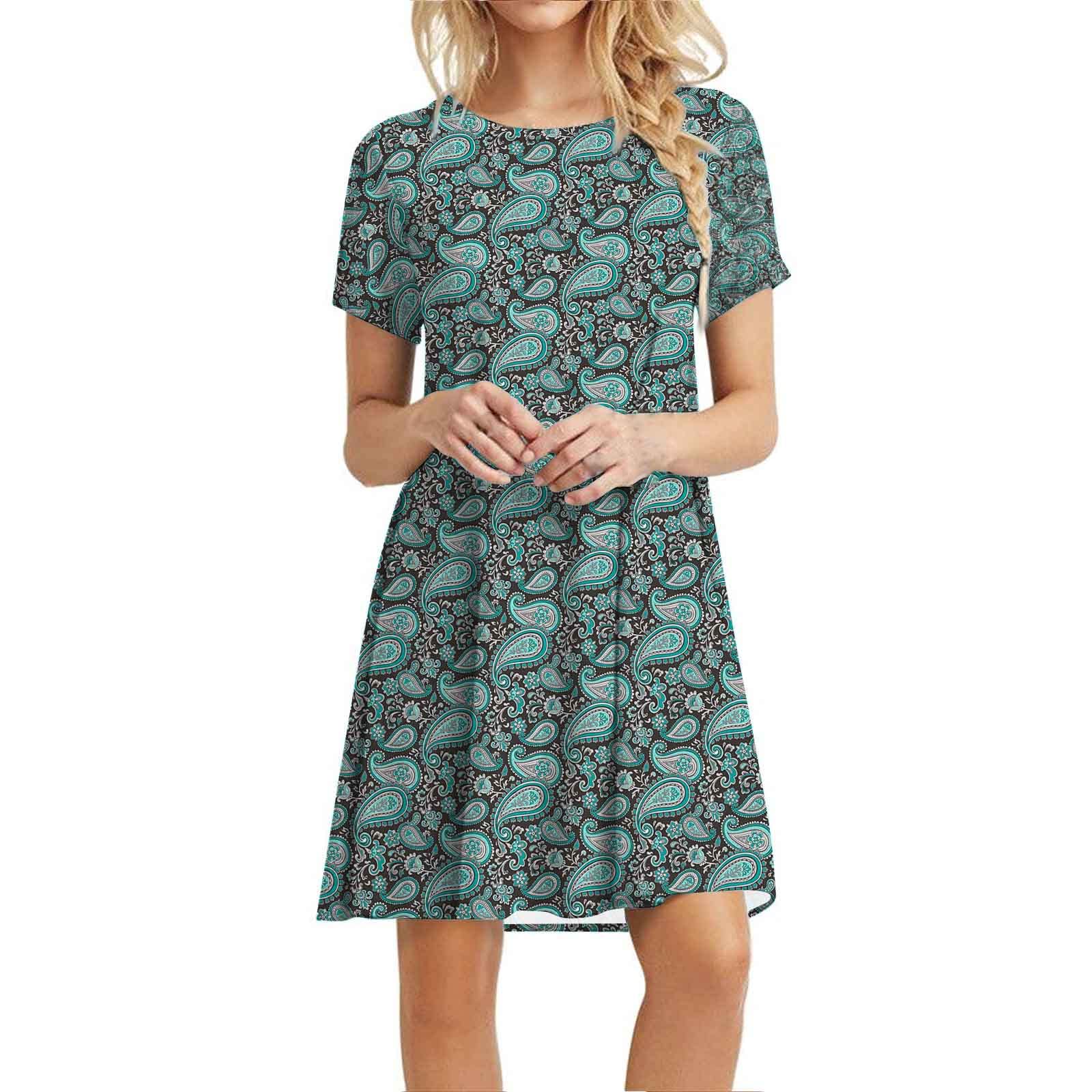 Women's Floral Print Casual Loose Short Sleeve Dress - Breathable Summer Maxi Dress for Beach, Vacation & Everyday Wear