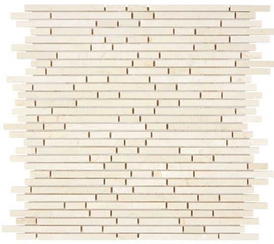 Premium Crema Marfil Marble Bamboo Sticks Mosaic Tile - Natural Stone Wall & Floor Decor for Bathroom, Kitchen Backsplash, and Fireplace Surround
