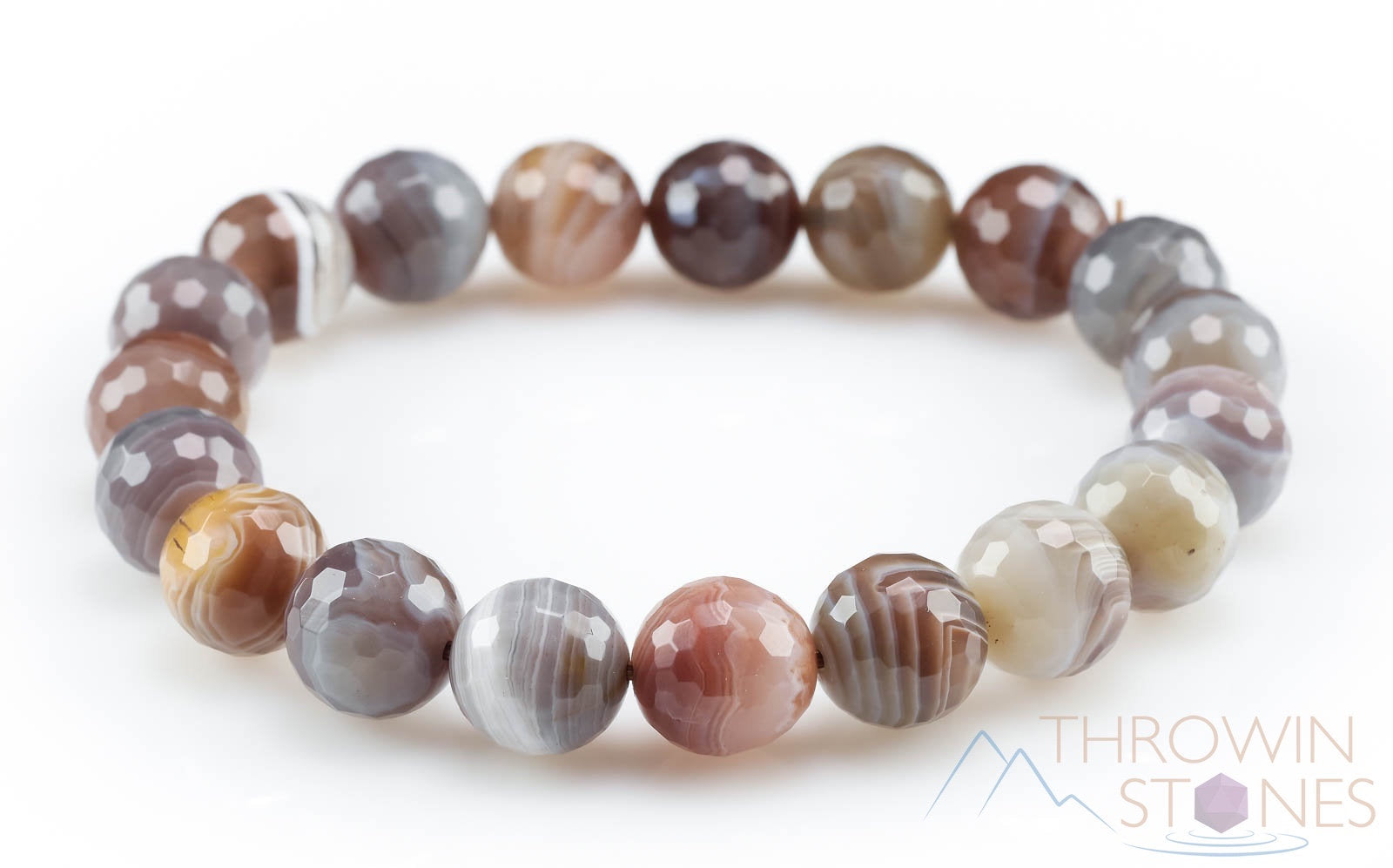 Botswana Agate Crystal Bracelet - Round Faceted Beads Handmade Healing Jewelry for Women, Men | Spiritual Protection, Stress Relief & Positive Energy | Perfect for Meditation, Yoga & Everyday Wear