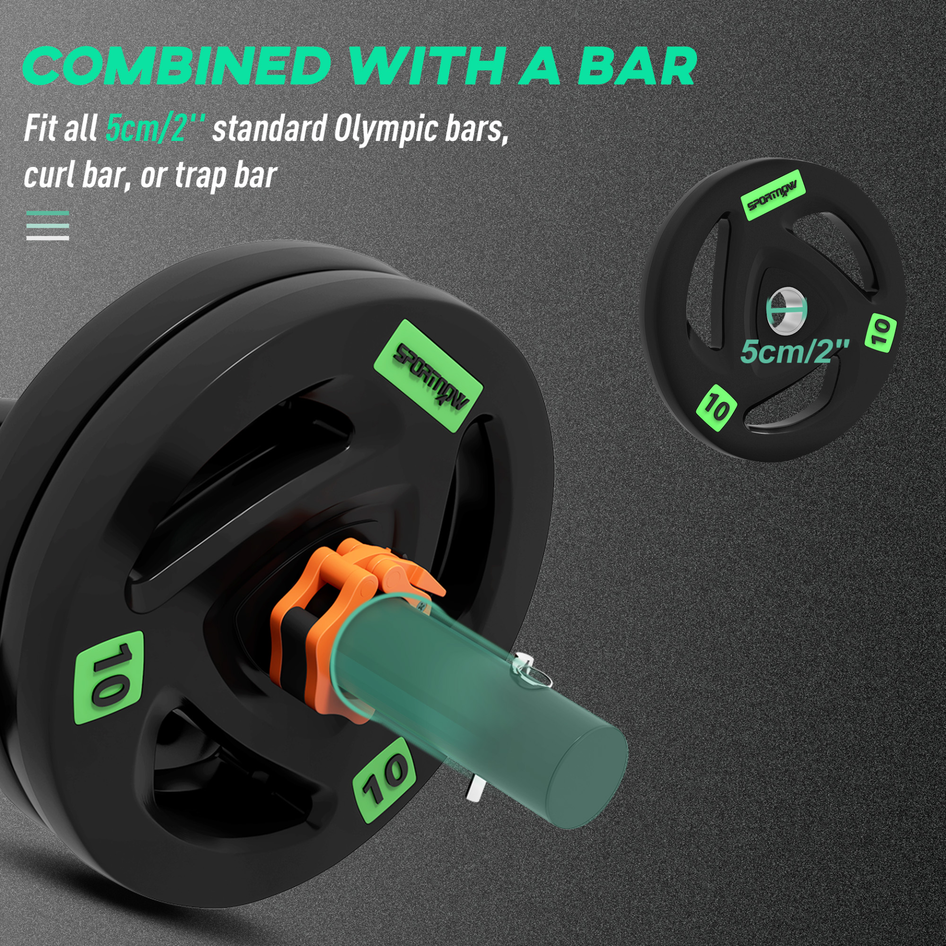 SPORTNOW Tib Bar with 2 x 10kg Olympic Weight Plates - Tibialis Ankle Strengthener for Shin Splints & Knee Pain Relief - Home Gym Equipment for Calf Raises, Strength Training & Rehabilitation - Perfect for Athletes, Runners & Fitness Enthusiasts