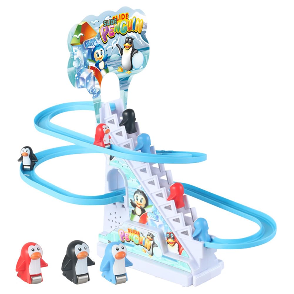 9-Pack Electric Penguin Stair Climbing Toys with LED Lights & Music - Montessori Educational Toys, Bath Toys for Babies & Toddlers - Perfect Birthday Gift for Kids (Ideal for Bathtime Play, Early Learning & Sensory Development)