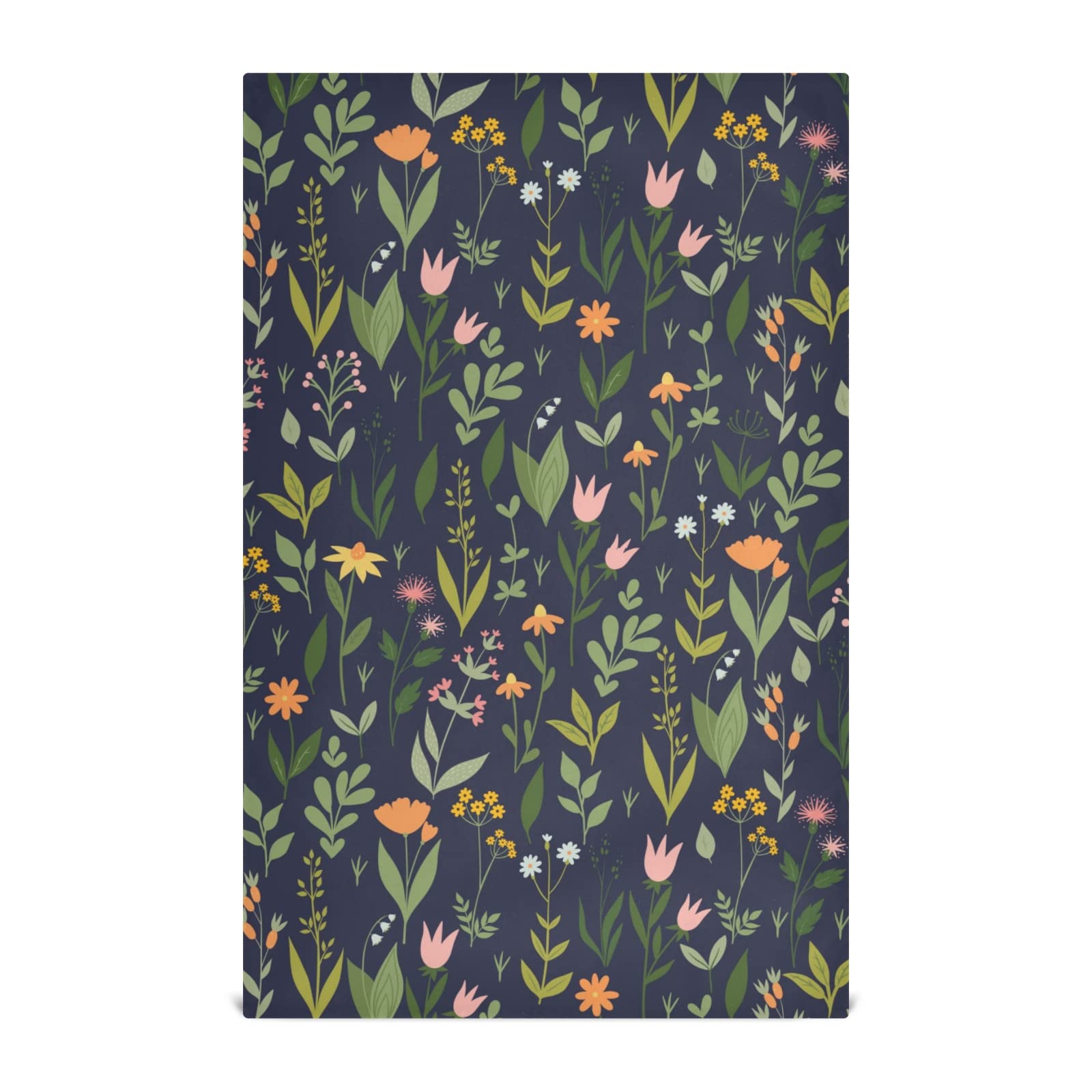 Set of 4 Green Fern Leaf Printed Polyester Kitchen Dish Towels - Absorbent Terry Cloth Dishcloths & Hand Bar Tea Towels with Hanging Loop for Kitchen, Dining & Hosting