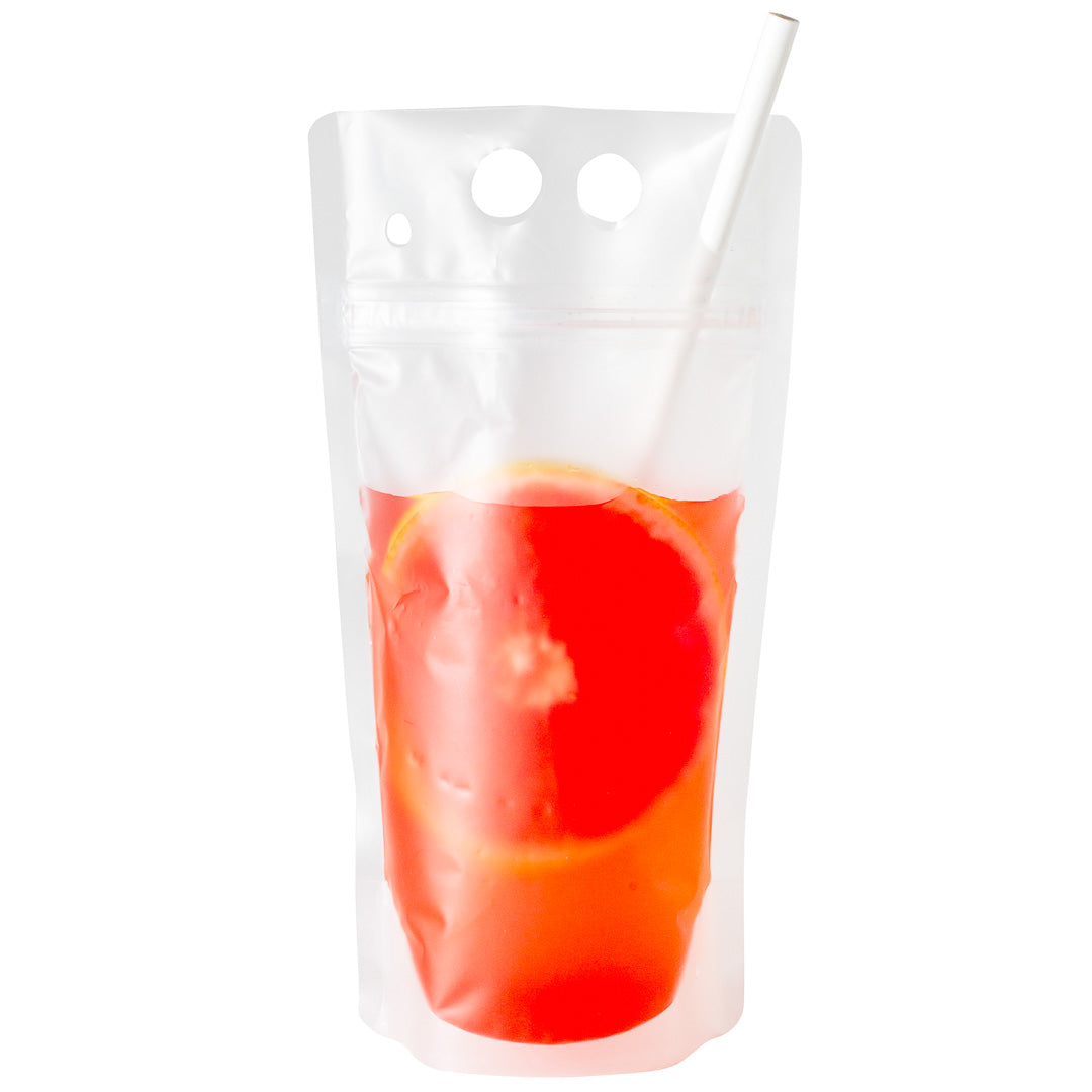 **Bag Tek 17 oz Clear Plastic Drink Pouch with Double Zipper – 5 x 9 Inches – 100 Count Box – Ideal for Sports, Parties, and On-the-Go Hydration**
