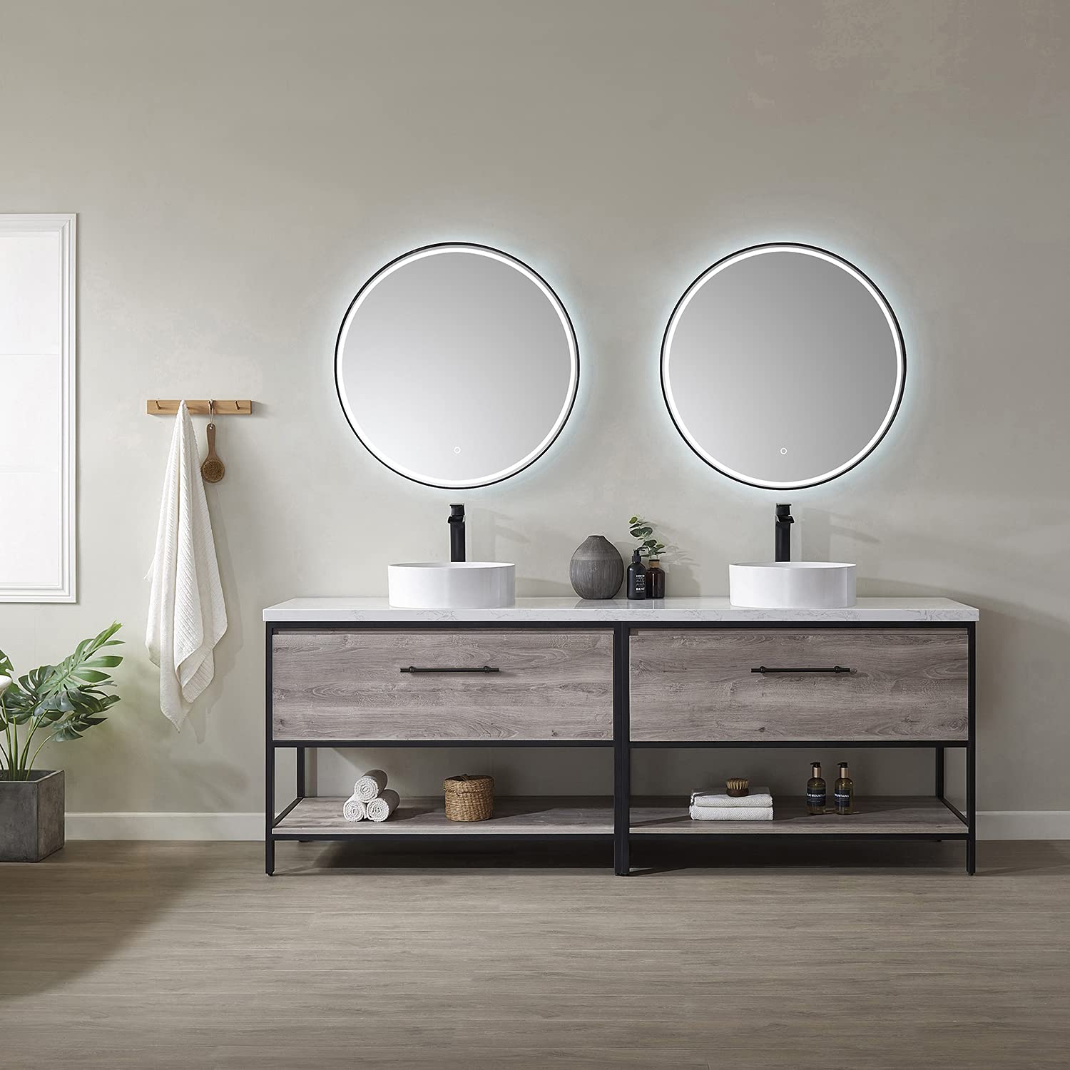 Vinnova 701384-MXO-GW Murcia Bathroom Vanity in Mexican Oak - Modern Bathroom Storage Cabinet with Sink for Home & Apartment Renovation