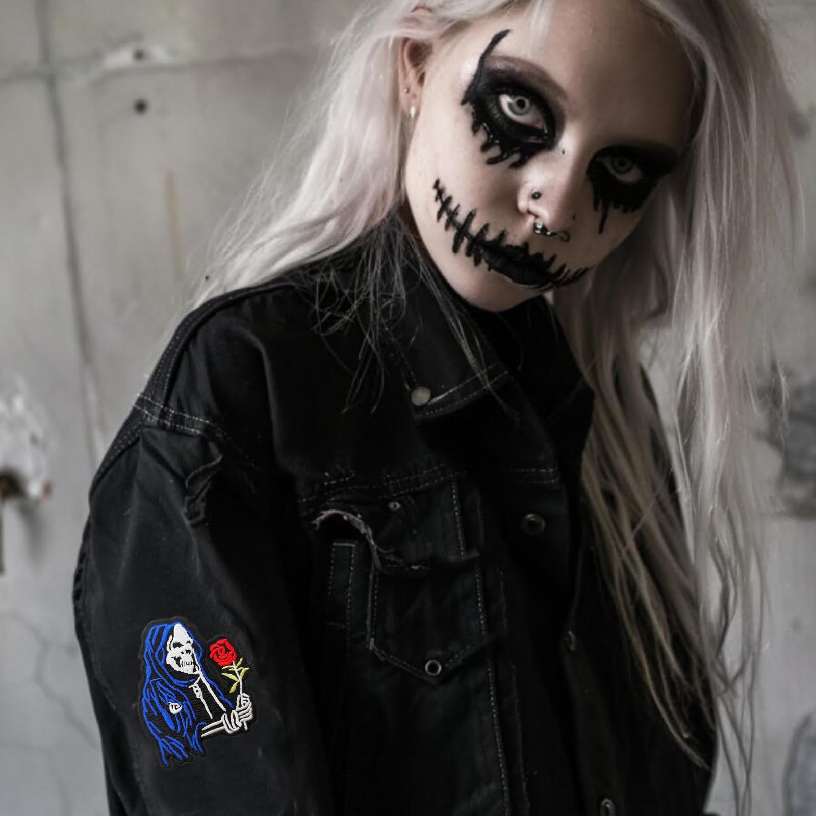 Halloween Grim Reaper Skeleton Embroidered Iron On Patch - DIY Costume & Jacket Decoration for Cosplay, Halloween Parties & Gothic Fashion