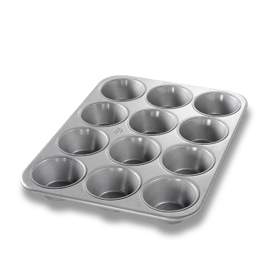 Chicago Metallic 43695 Heavy Duty Large Muffin Pans - Commercial Grade 12-Cup Half Sheet Baking Pan for Muffins, Cupcakes & More - Perfect for Home Baking, Restaurants & Bakeries