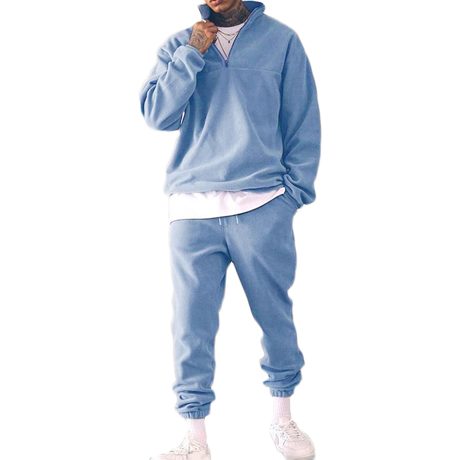 Men's Fleece Track Suit Set - Long Sleeve Sweatshirt & Sweatpants 2-Piece Outfit | Comfortable Sportswear for Running, Gym & Casual Wear
