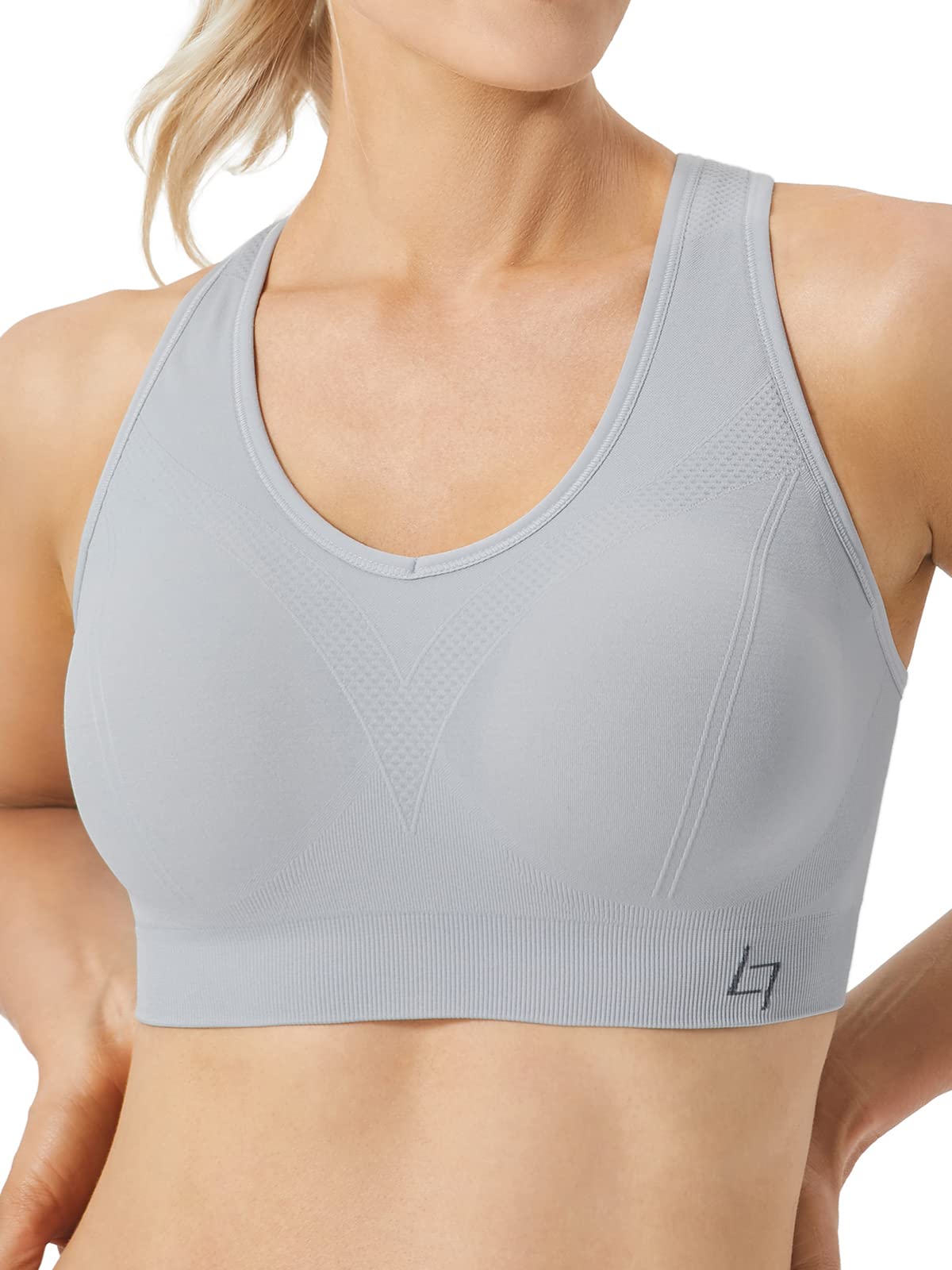 FITTIN Women's Racerback Sports Bras - Seamless Padded Workout Bras for Yoga, Gym, Running & Fitness | High Support Activewear for Training, Cardio & Daily Wear
