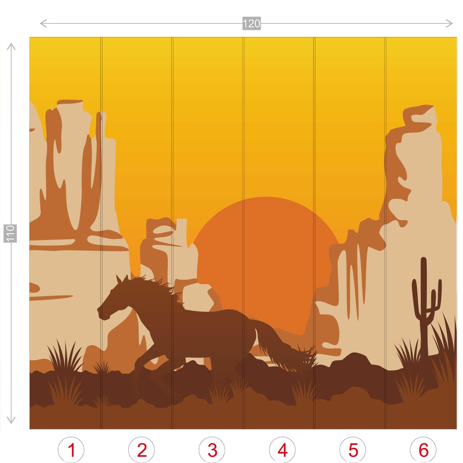 Galloping Horse Wall Mural - Arizona Canyon Landscape Peel and Stick Wallpaper - 4 Sizes (Self-Adhesive, Removable) - Perfect for Living Room, Bedroom, or Office Decor