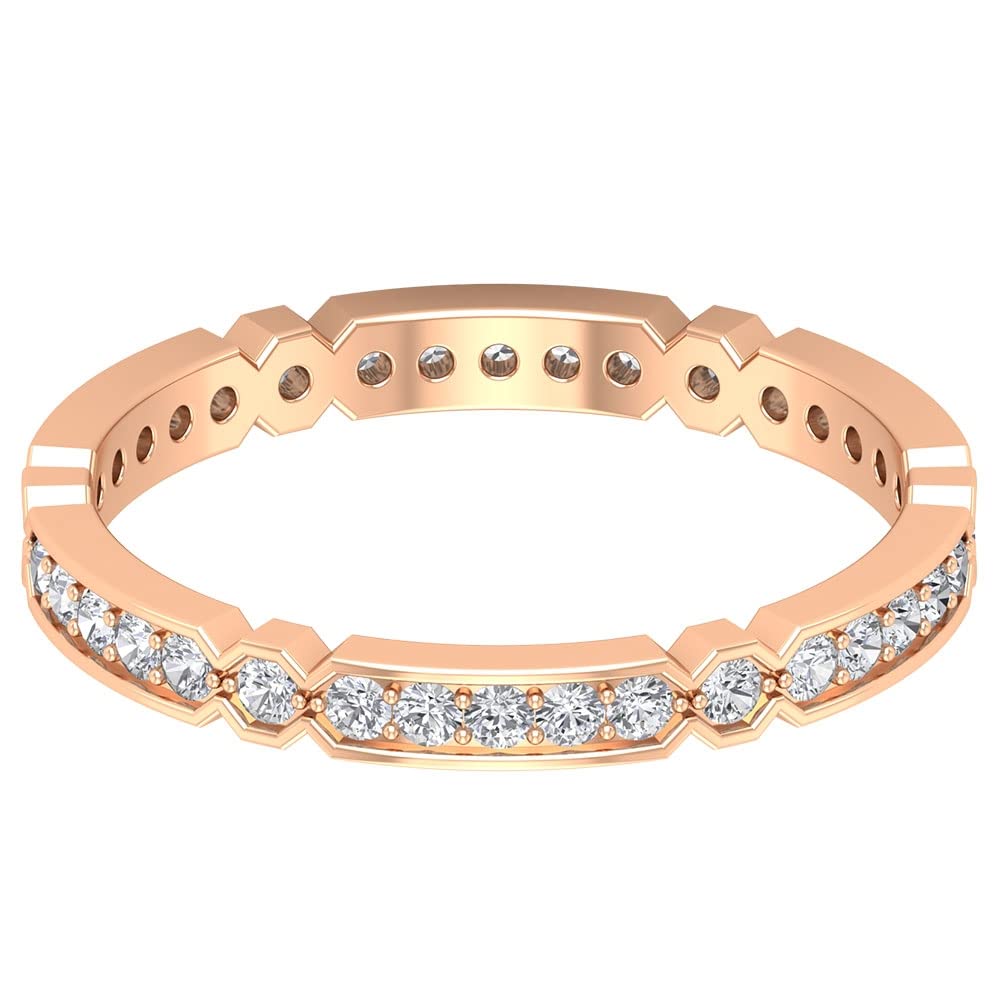 Rosec Jewels - 14K Solid Gold Classic Round Diamond Full Eternity Band Ring for Women (1/2 Carat HI-SI Natural Diamonds) | Wedding, Anniversary, Engagement & Everyday Luxury Jewelry