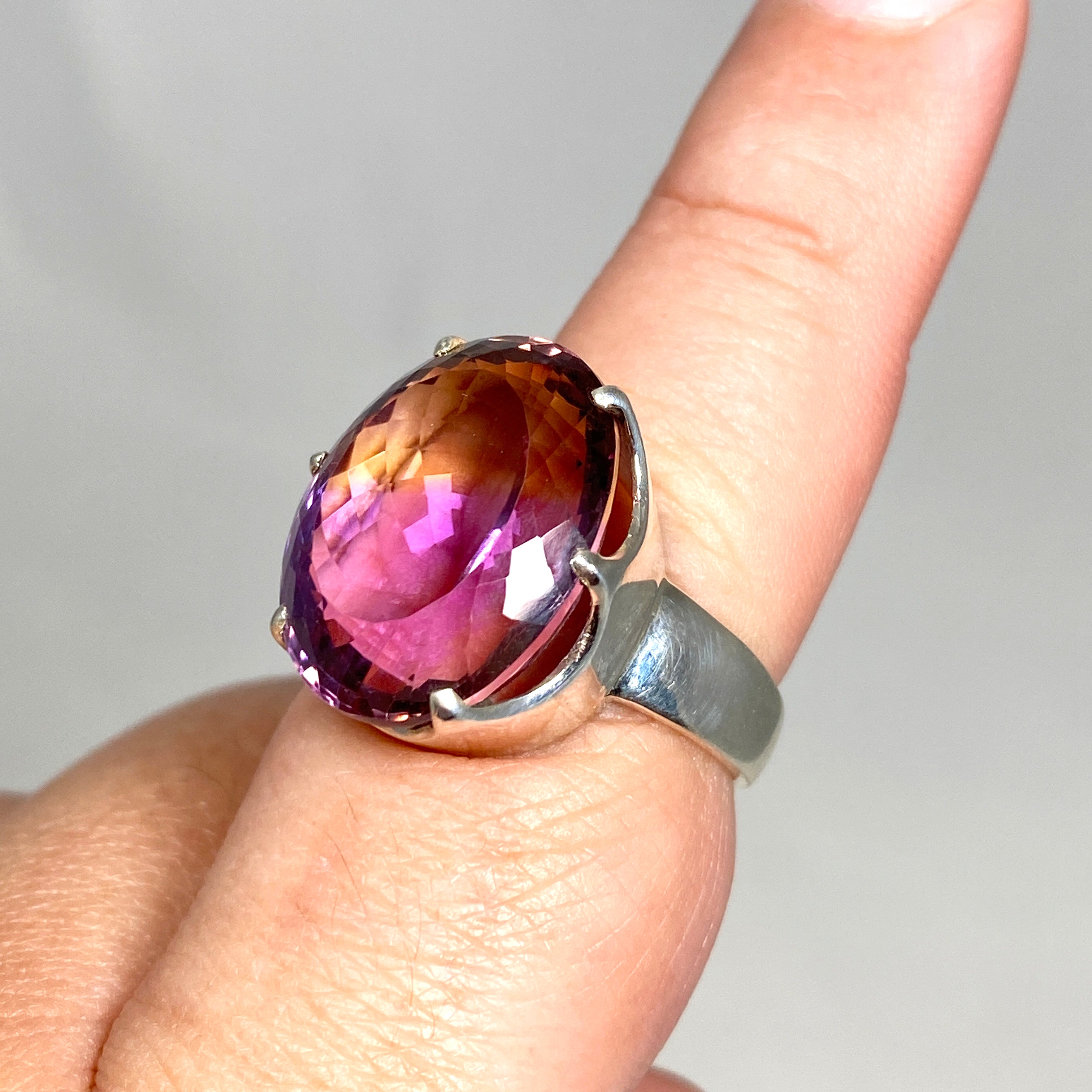 Ametrine Oval Faceted Ring - Size 8.5 - PRGJ487 - Elegant Jewelry for Women, Perfect for Weddings, Parties & Special Occasions