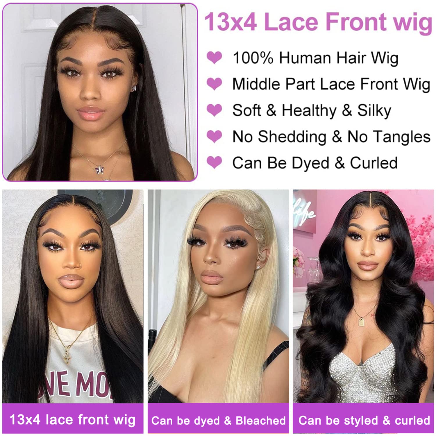 30 Inch Lace Front Human Hair Wigs - Pre Plucked with Baby Hair, 200% Density, 13x4 HD Transparent Lace - Glueless Natural Color for Women | Perfect for Daily Wear, Cosplay & Special Occasions