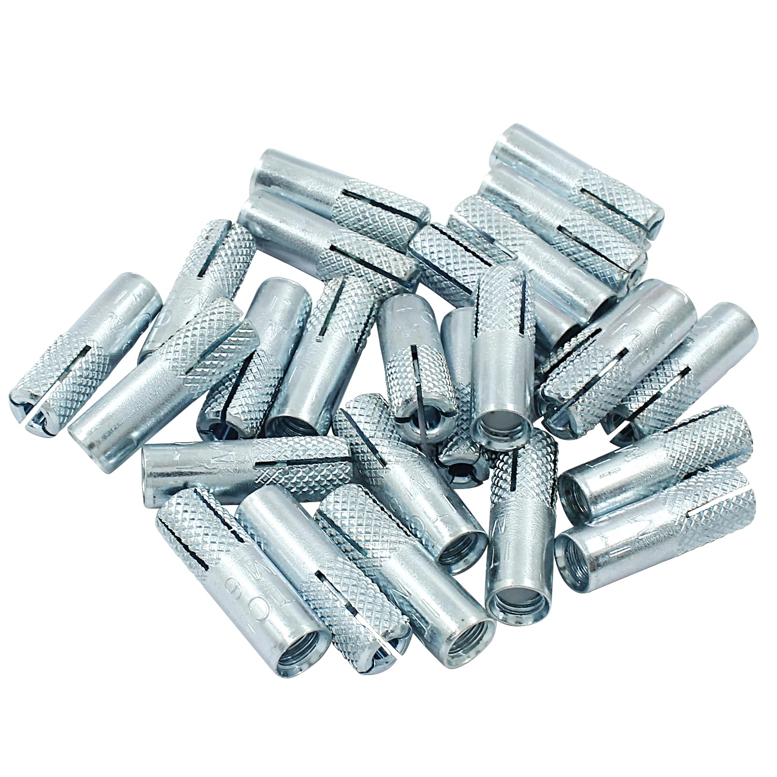25pcs 1/4 Inch Drop in Anchors M6 - Zinc Plated Carbon Steel Concrete Expansion Screw Bolts for Home Improvement & Construction - Perfect for Hanging Shelves, TV Mounts & Securing Fixtures