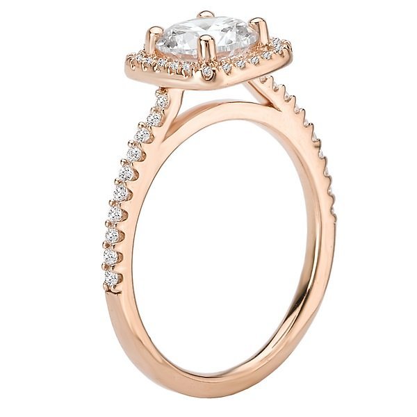 14KT 1/4 CTW Diamond Square Halo Engagement Ring Mounting for 1 CT Round Center Stone - Perfect for Wedding Bands & Anniversary Gifts