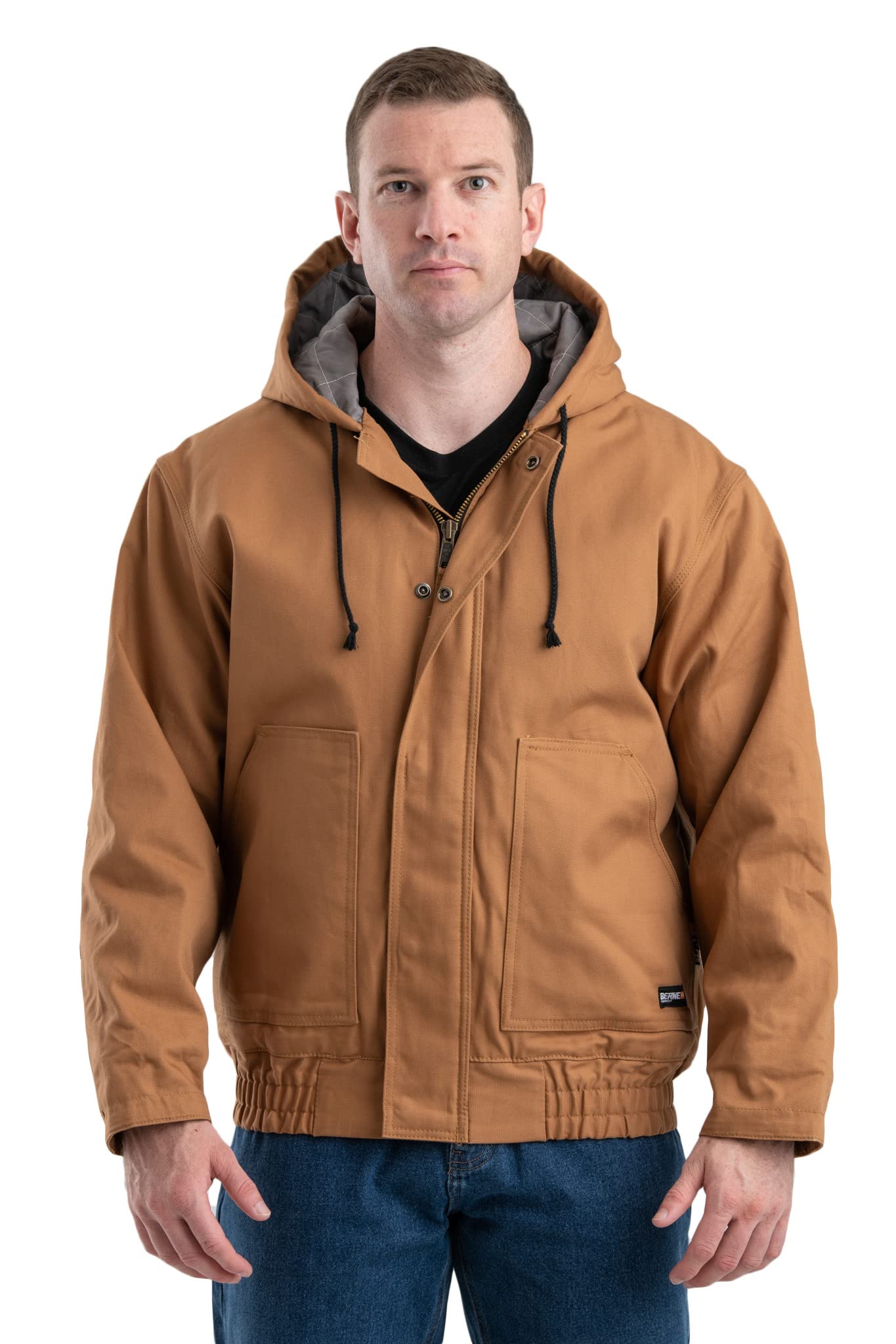 Berne Men's Flame-Resistant (FR) Hooded Jacket - Durable Workwear for Construction, Oil & Gas Industry Professionals